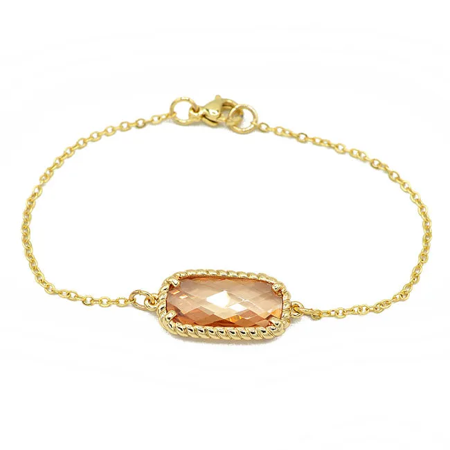 Gold Topaz Cubic Zirconia Chain Bracelet