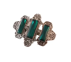 Gothic Barrette Silver Gemstone Green