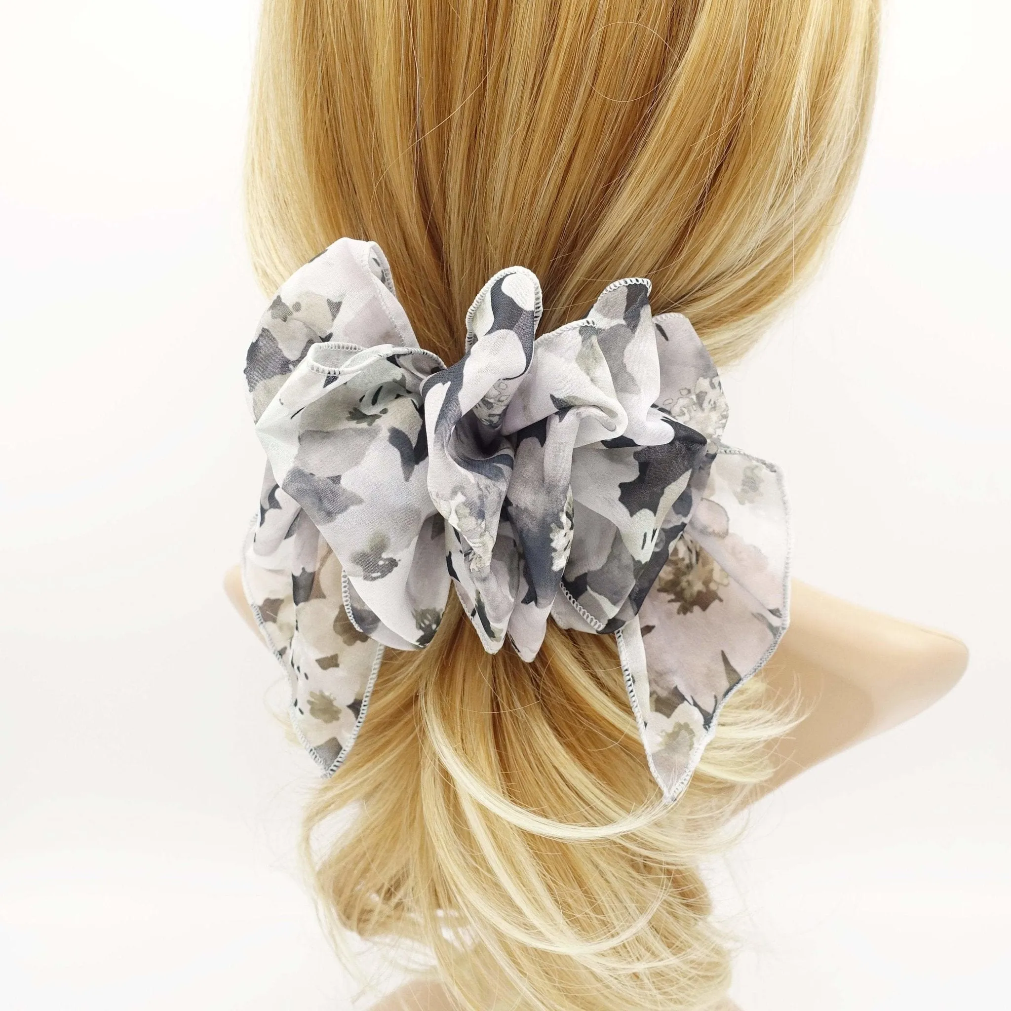 gradation floral print ruffle wave french hair barrette women hair accessory