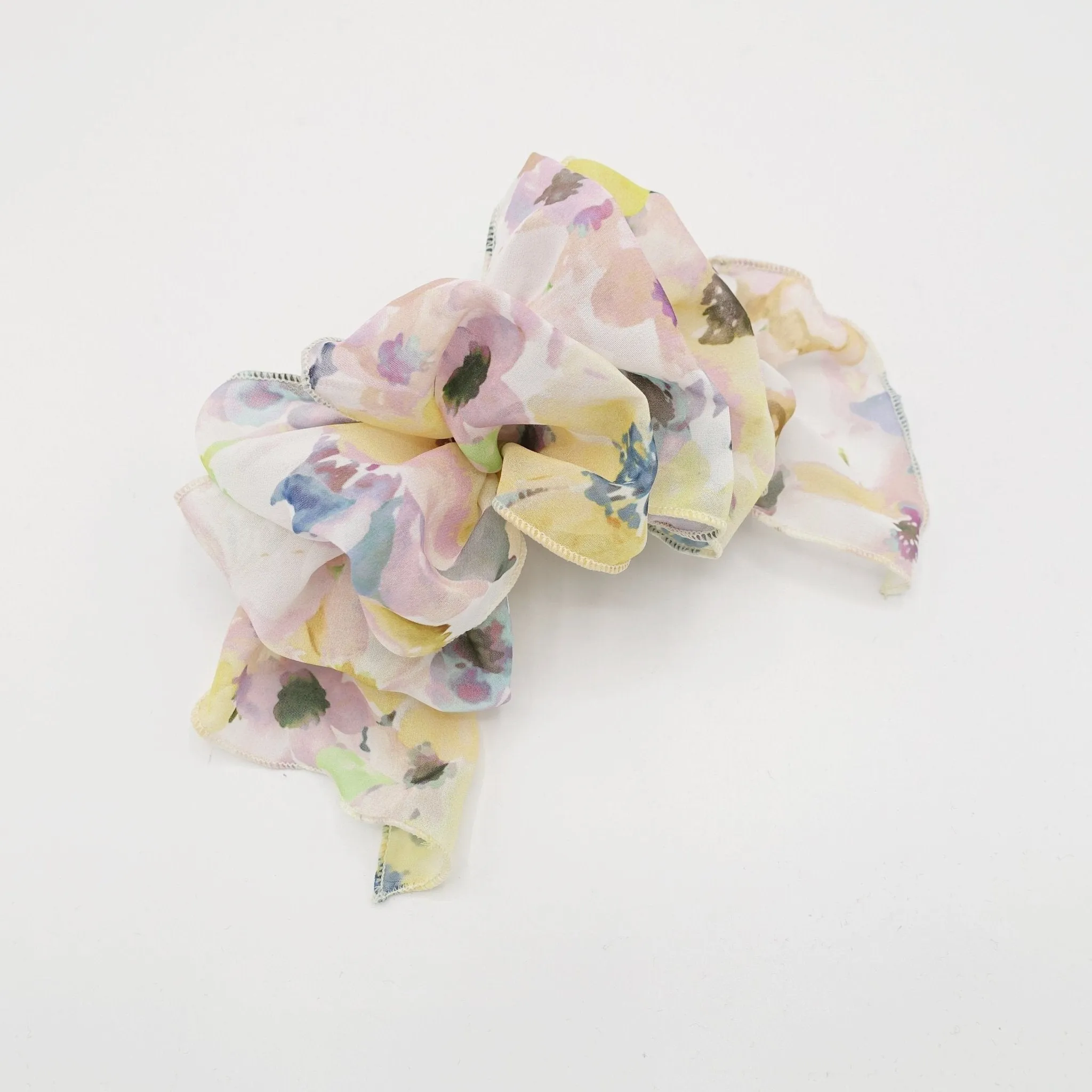 gradation floral print ruffle wave french hair barrette women hair accessory