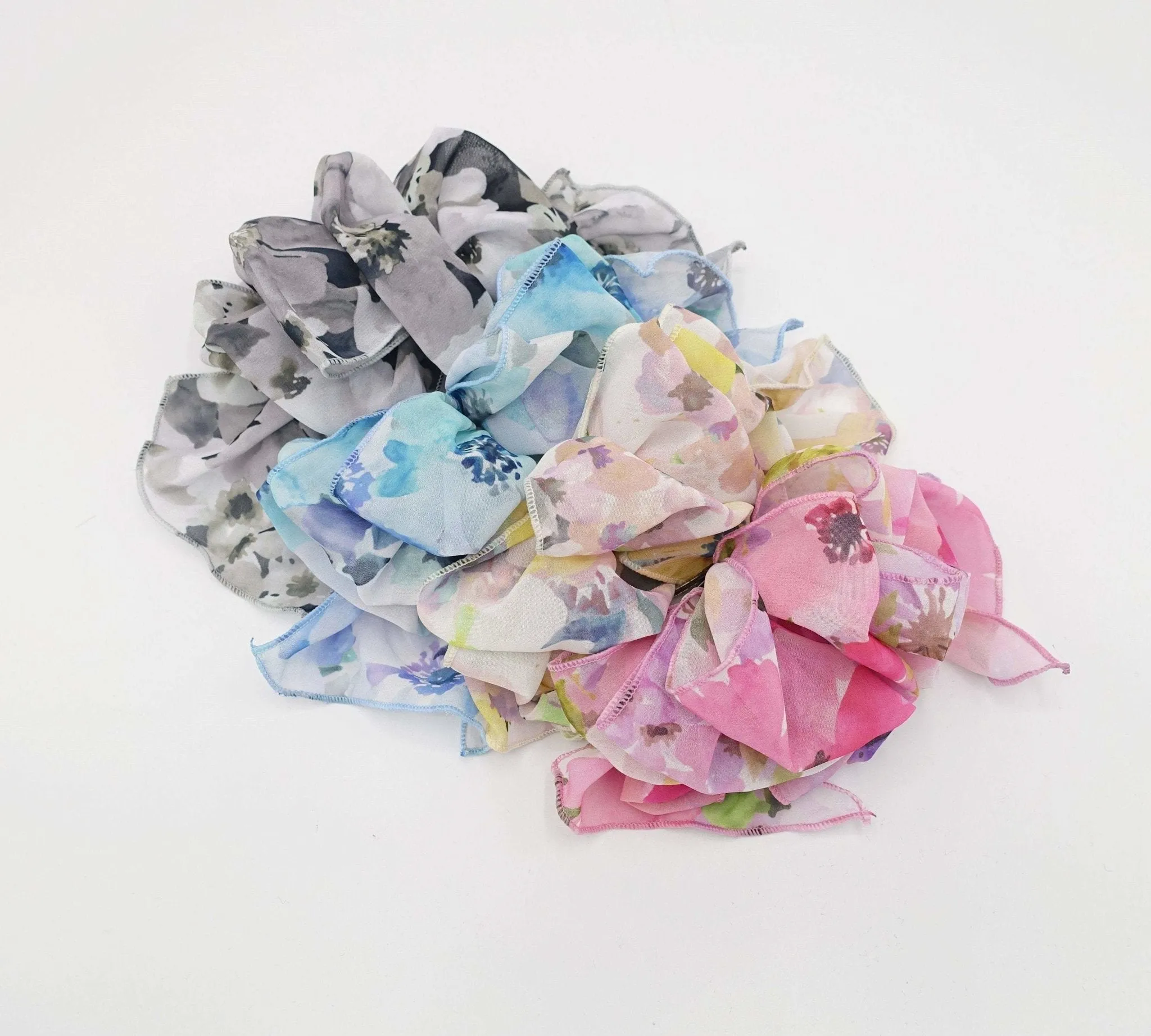 gradation floral print ruffle wave french hair barrette women hair accessory