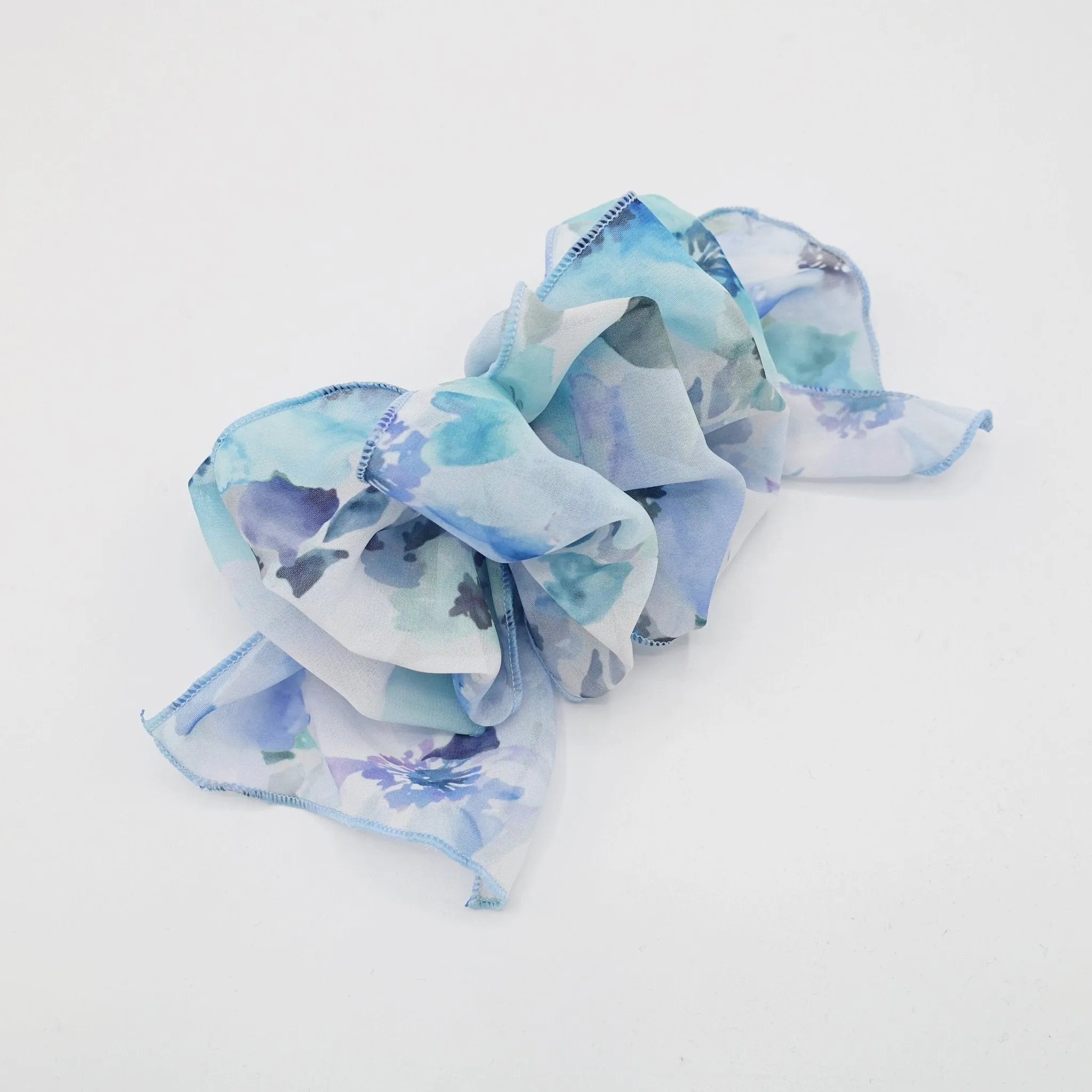 gradation floral print ruffle wave french hair barrette women hair accessory