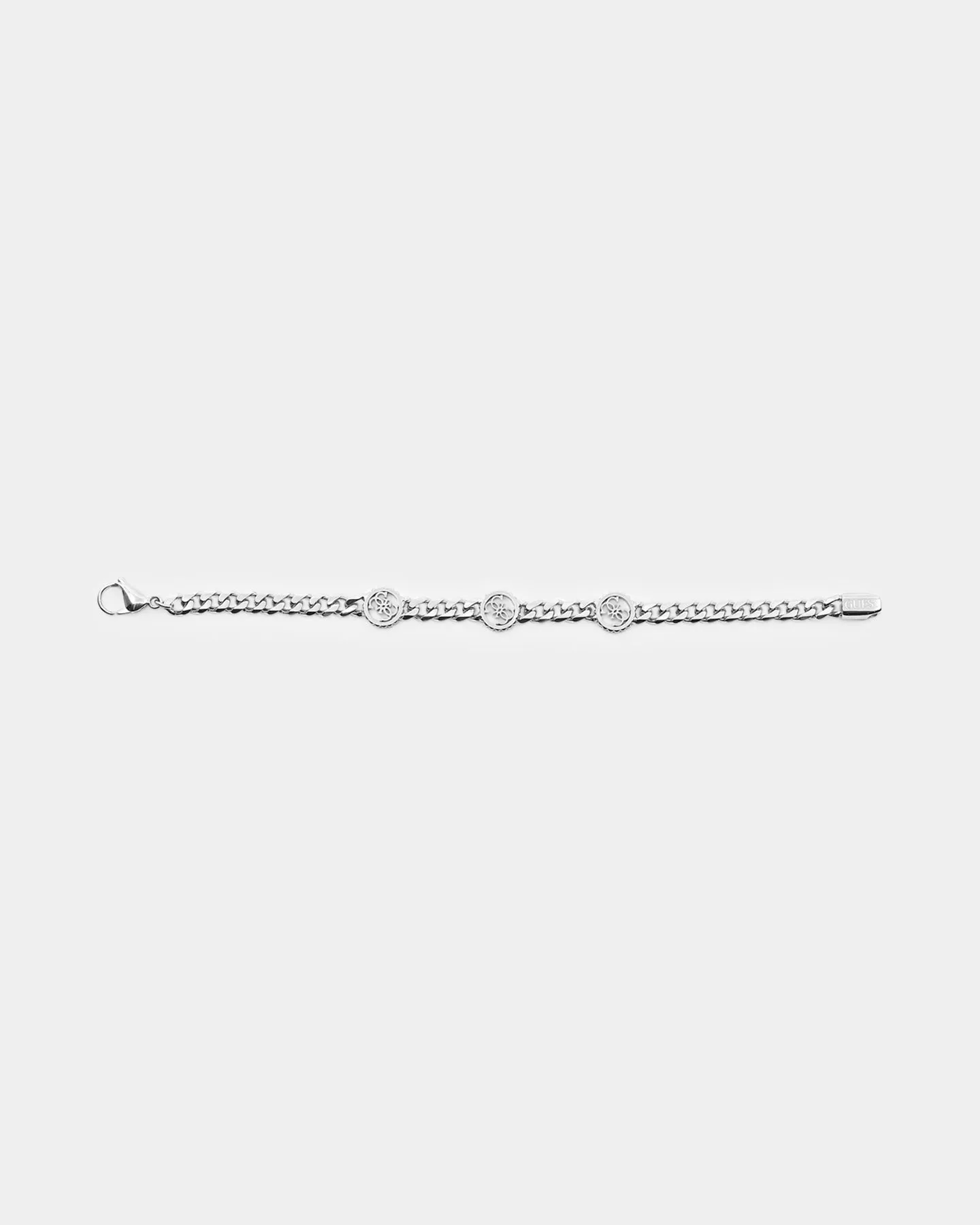 Guess Mainline Log-In 11mm Triple 4G Curb Chain Bracelet Steel