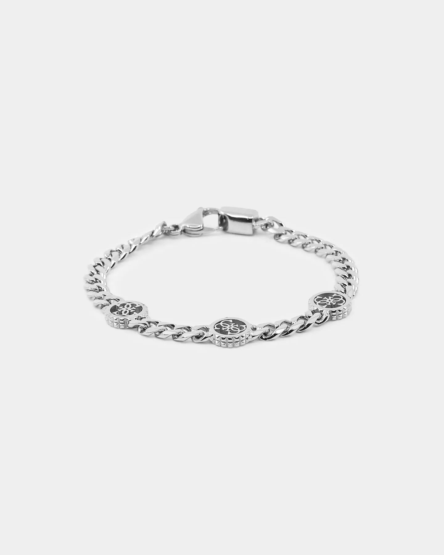 Guess Mainline Log-In 11mm Triple 4G Curb Chain Bracelet Steel