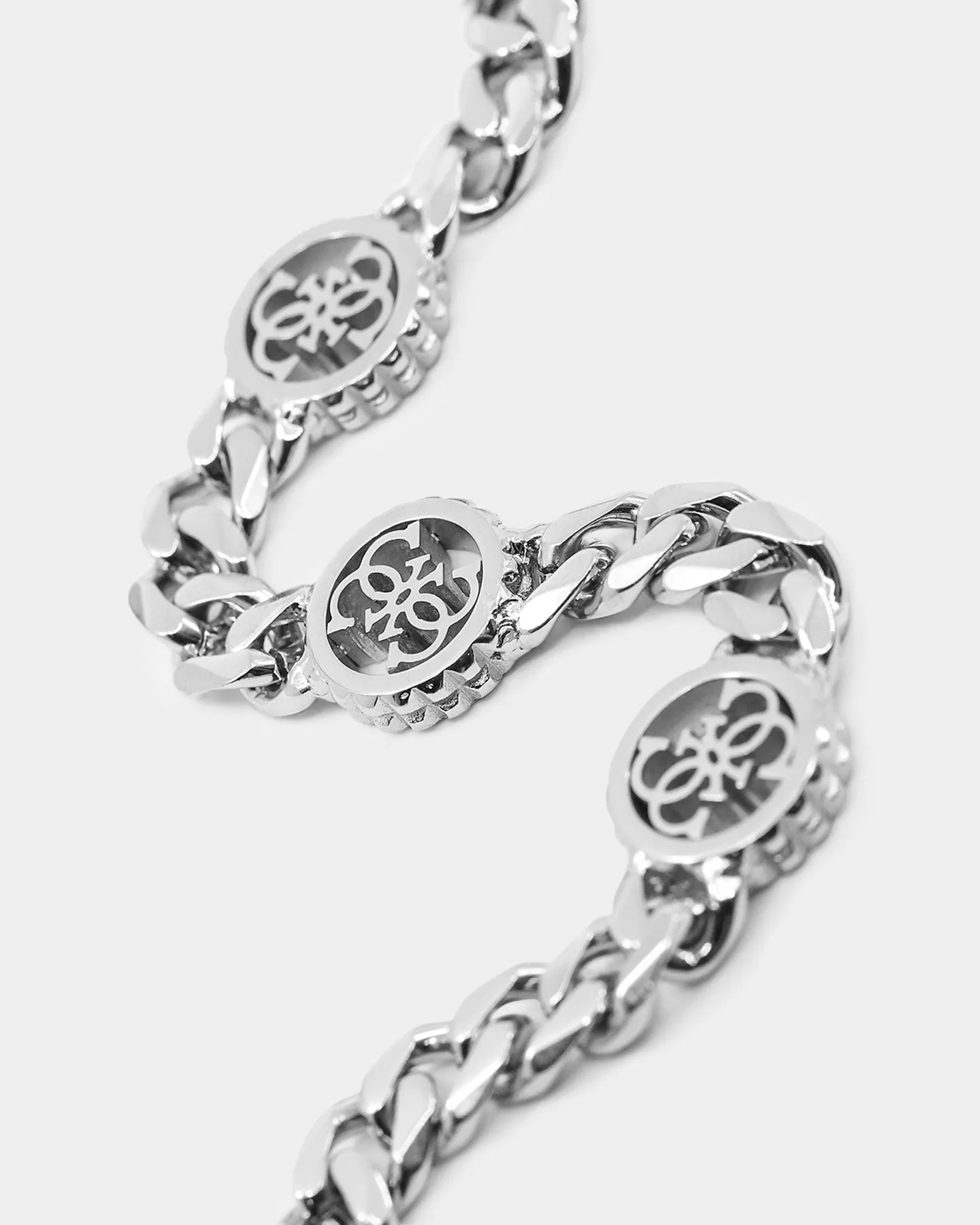 Guess Mainline Log-In 11mm Triple 4G Curb Chain Bracelet Steel