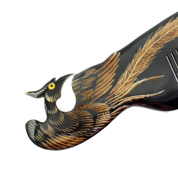 Handmade Buffalo Horn Hair Comb with Handle Phoenix