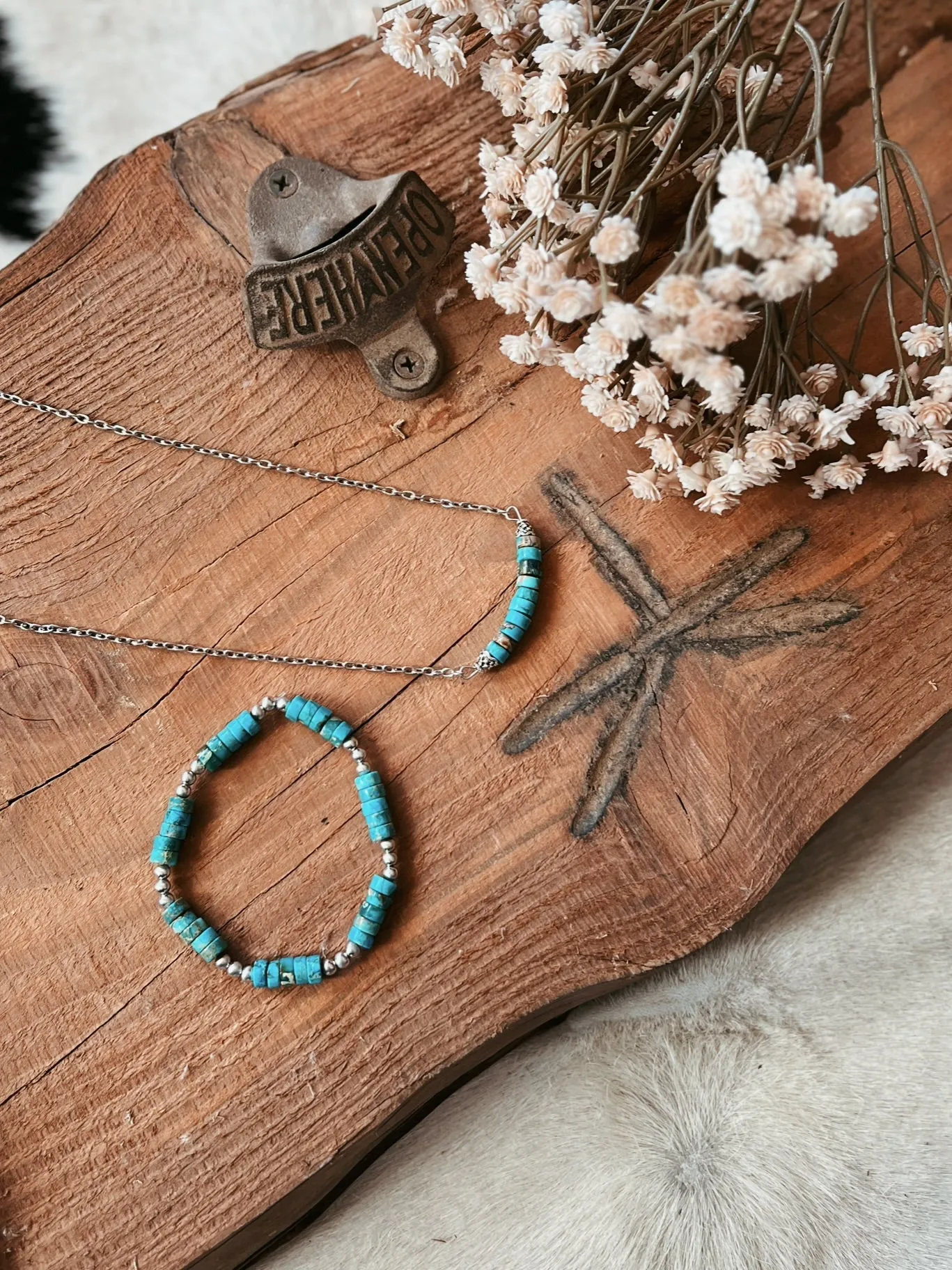 Handmade Turquoise Stretchy Gemstone Bracelet