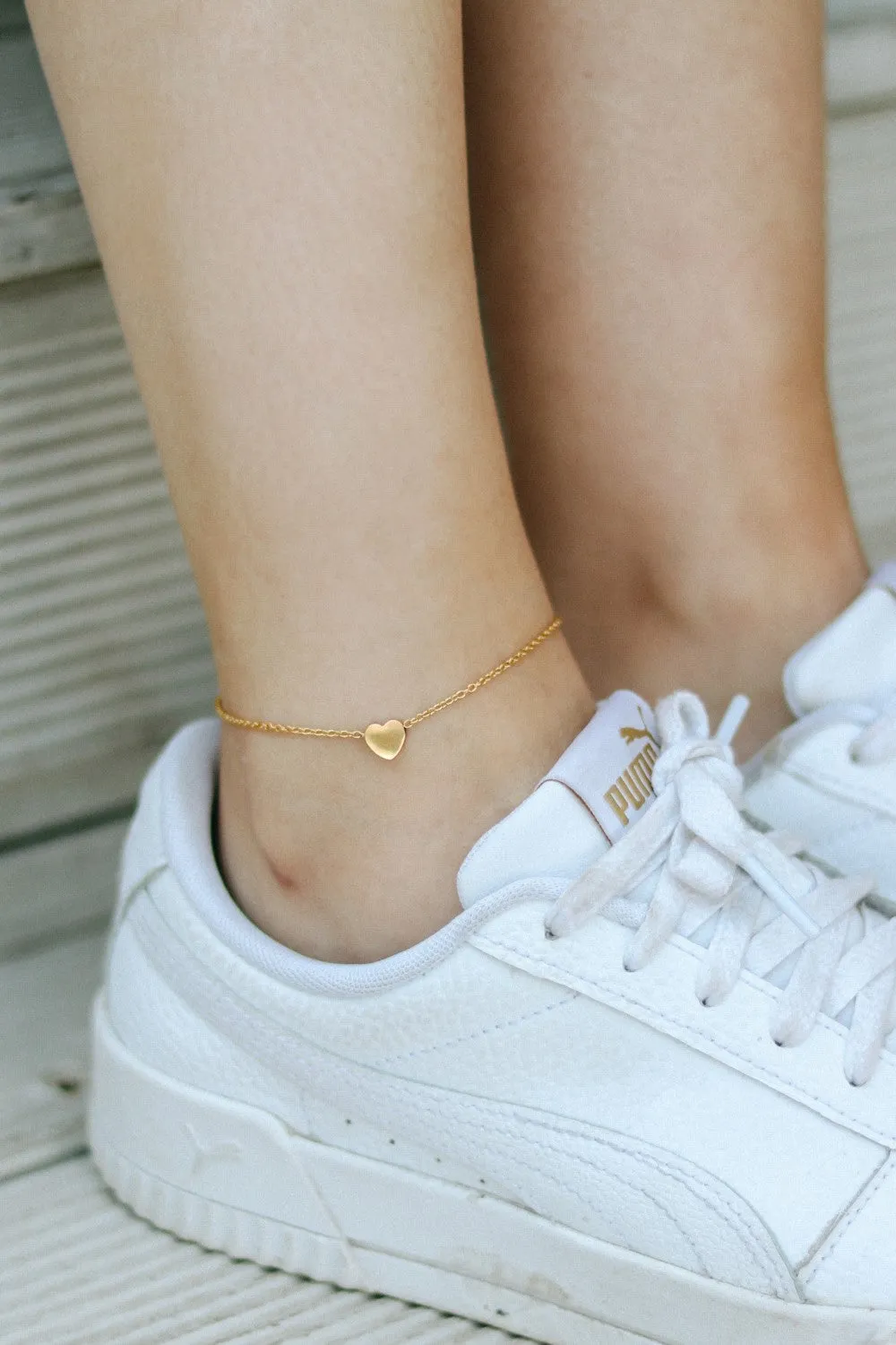 Heart anklet, gold tone chain ankle bracelet, tiny heart, personalised jewelry, festival jewelry