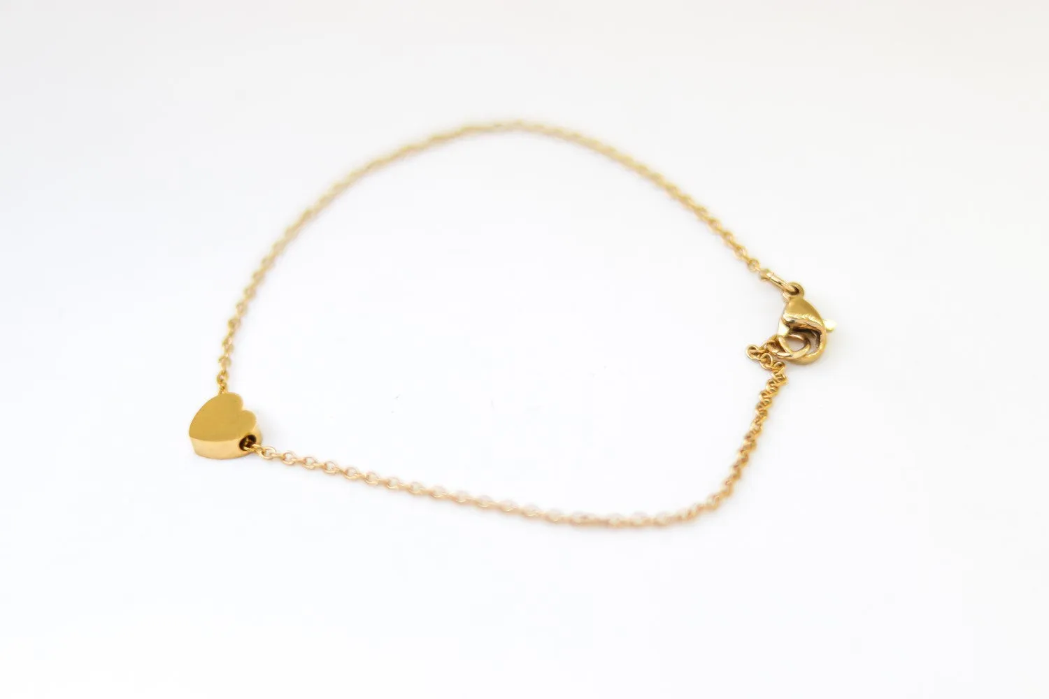 Heart anklet, gold tone chain ankle bracelet, tiny heart, personalised jewelry, festival jewelry