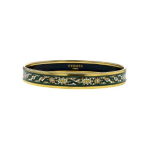 Hermes Narrow Black Enamel Mosaic Bangle