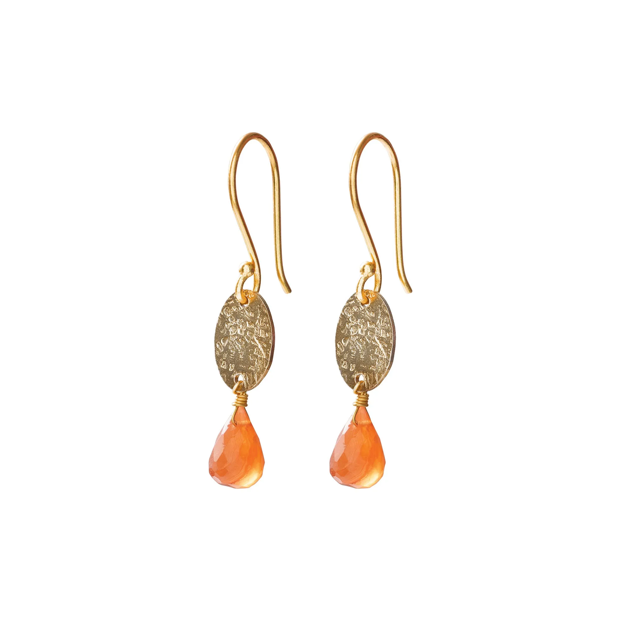 Hopeful Carnelian Gold Plated Earrings - A Beautiful Story