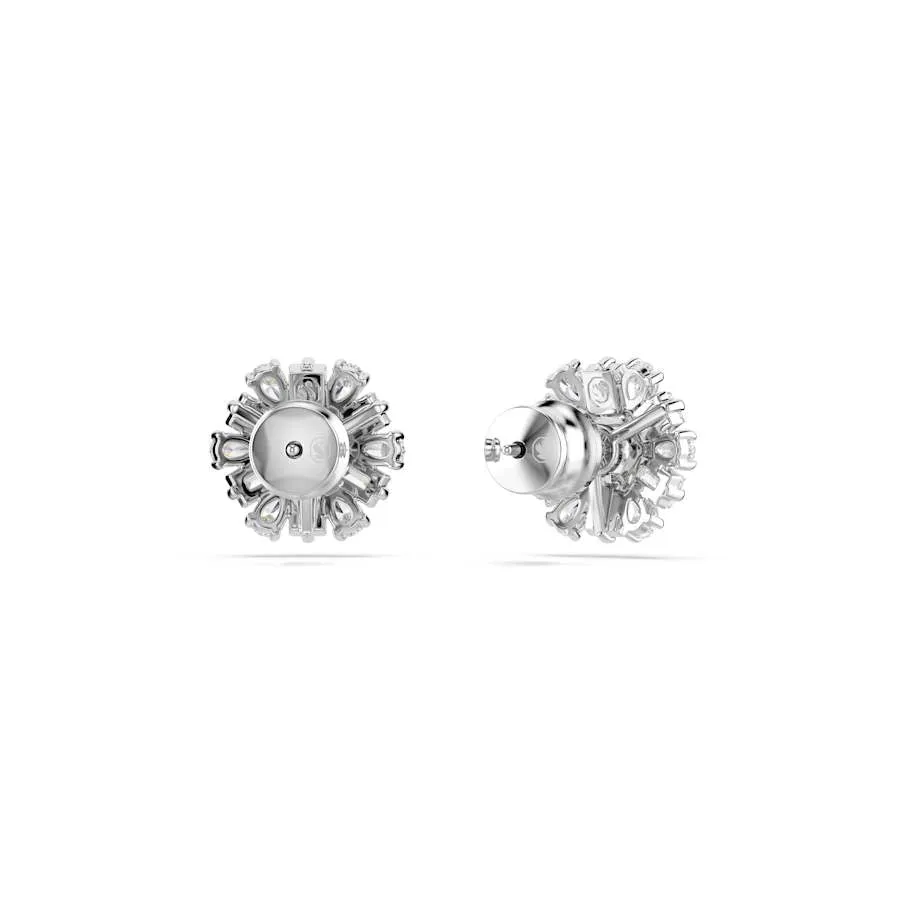 Idyllia Rhodium Plated Mixed Cuts White Snowflake Stud Earrings 5691483