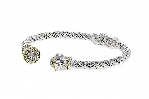 Italian Sterling Silver Bracelet with 0.26ct diamonds and 14K solid yellow gold accents