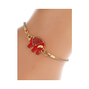 JAB44104 - Rhinestone Elephant Chain Bracelet