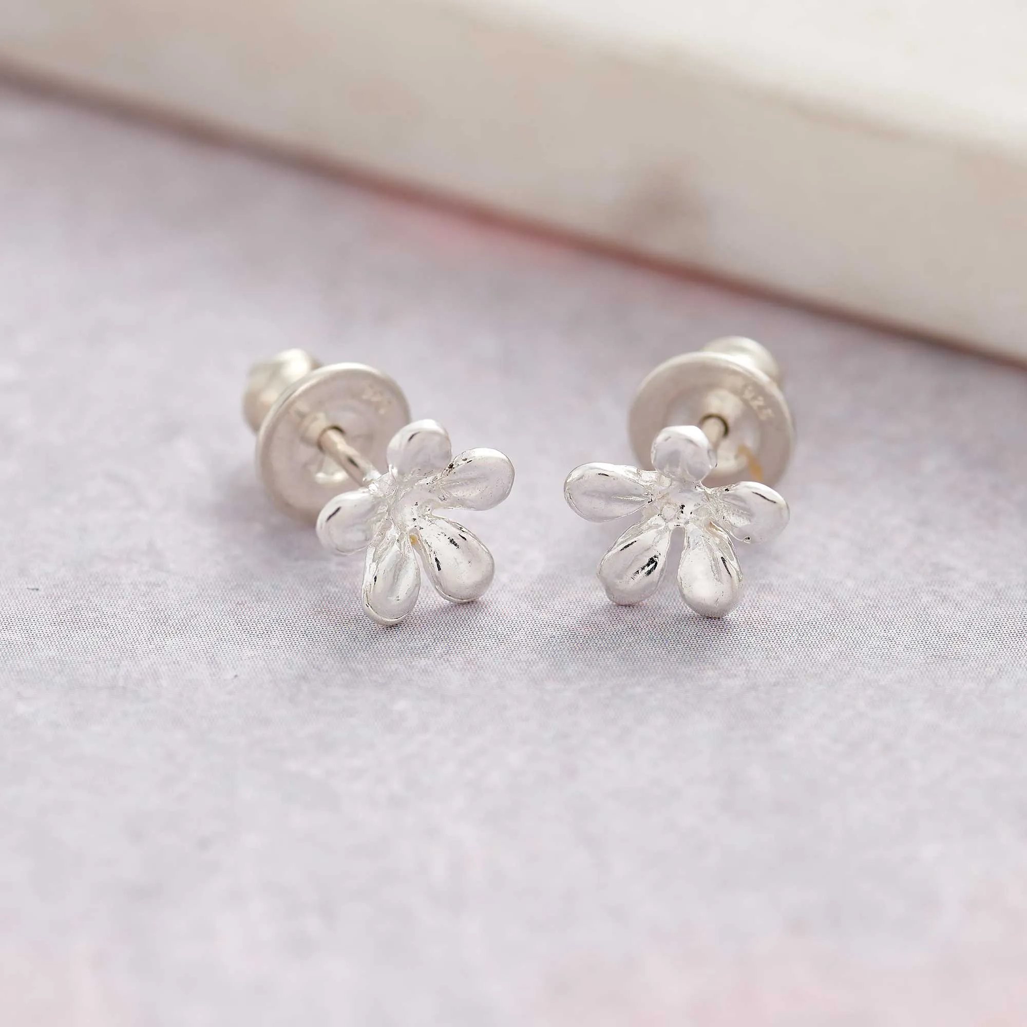 Jasmine Flower Silver Stud Earrings