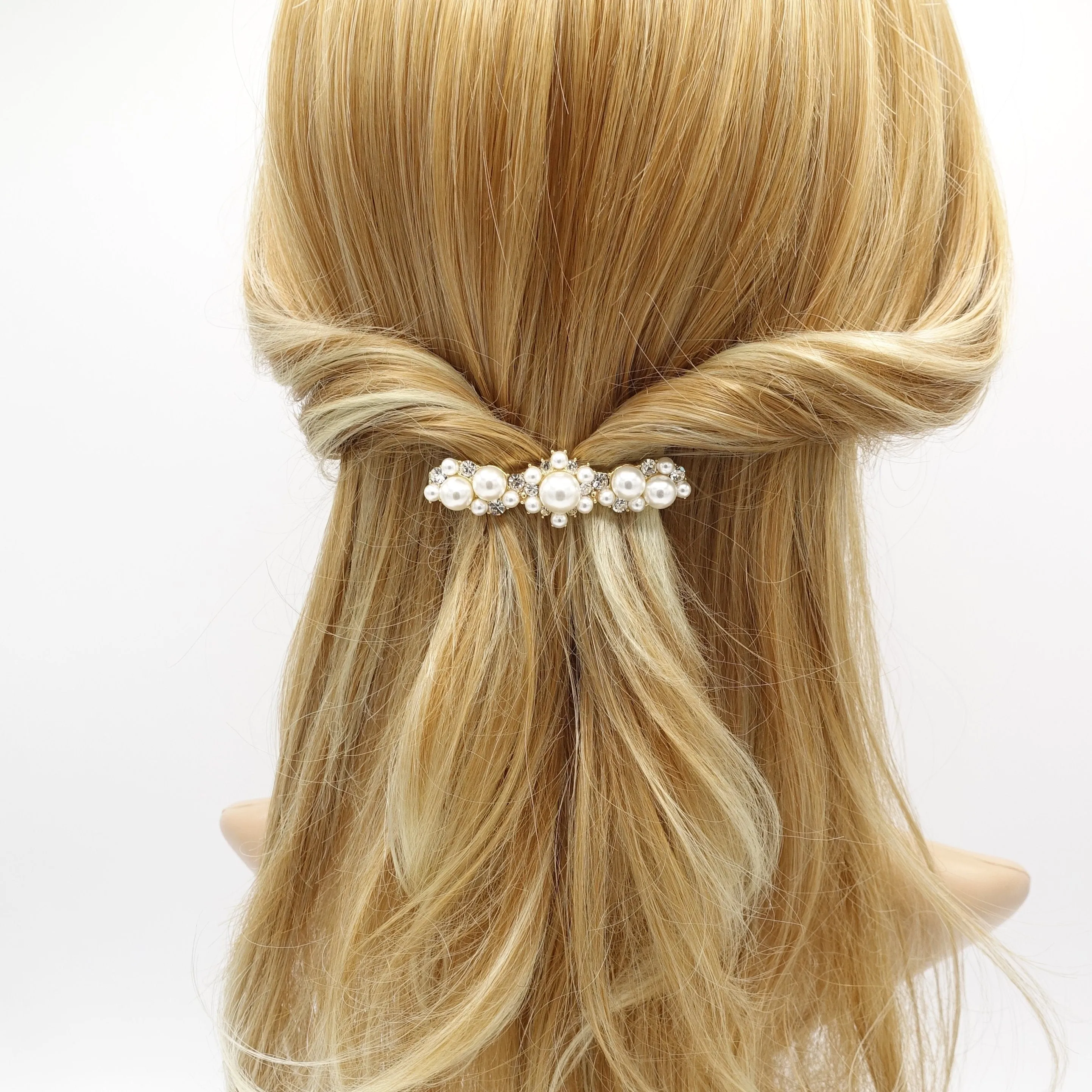 jewel flower hair barrette pearl rhinestone embellished hair accessory for women