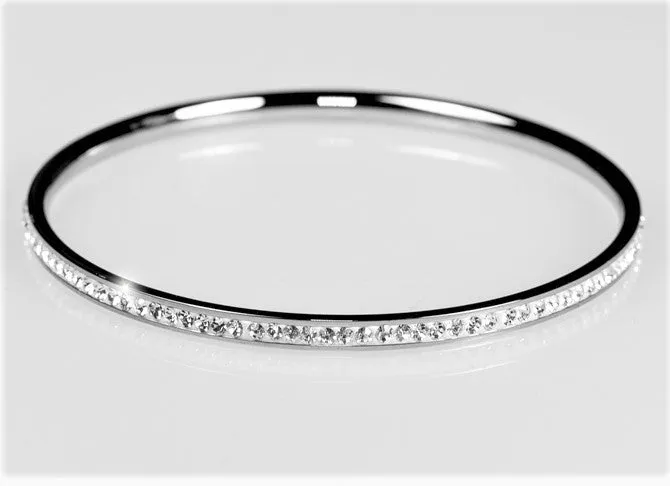 Katlynn Silver CZ Bangle Bracelet