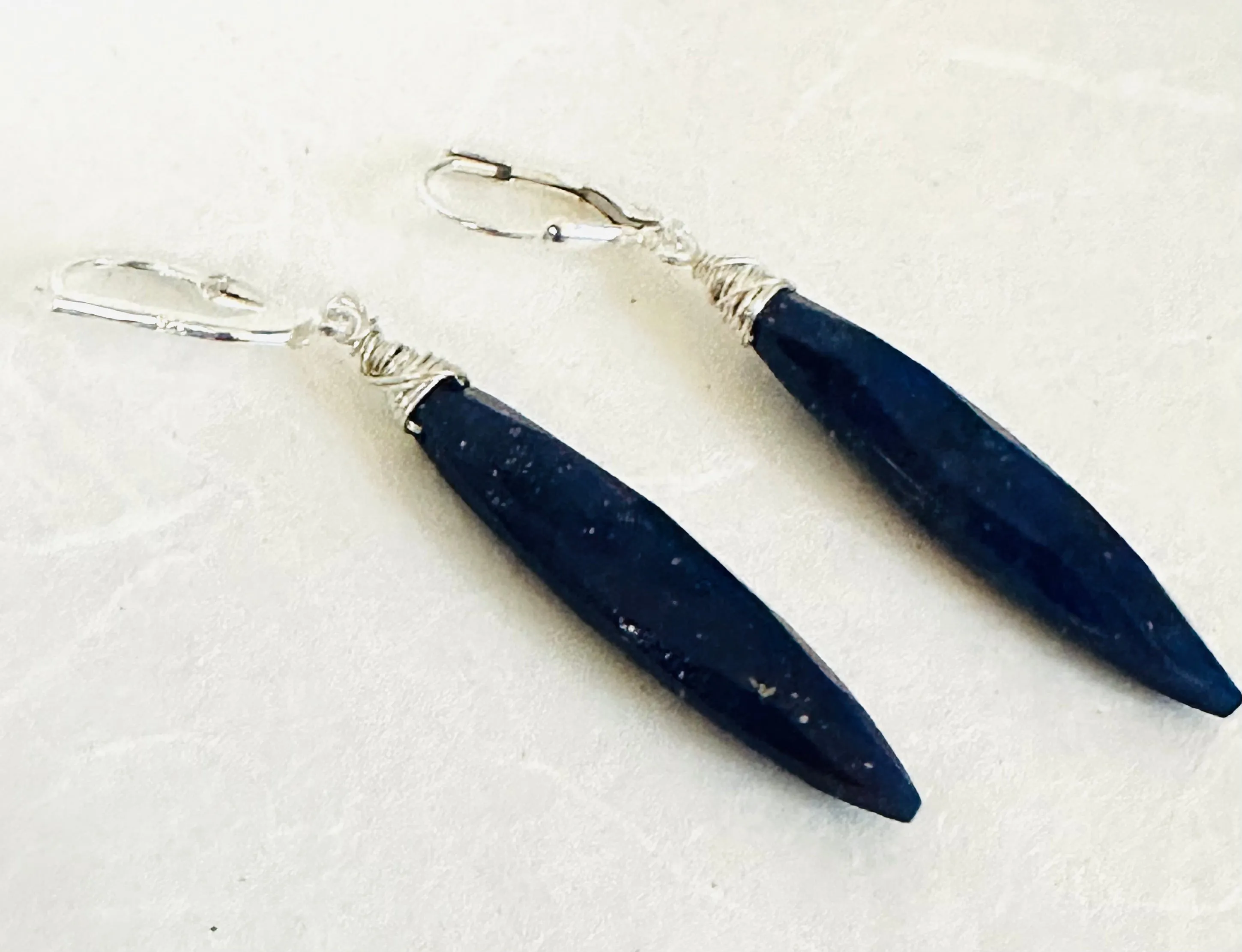 Lapis Lazuli Earrings, Silver Gemstones Earrings