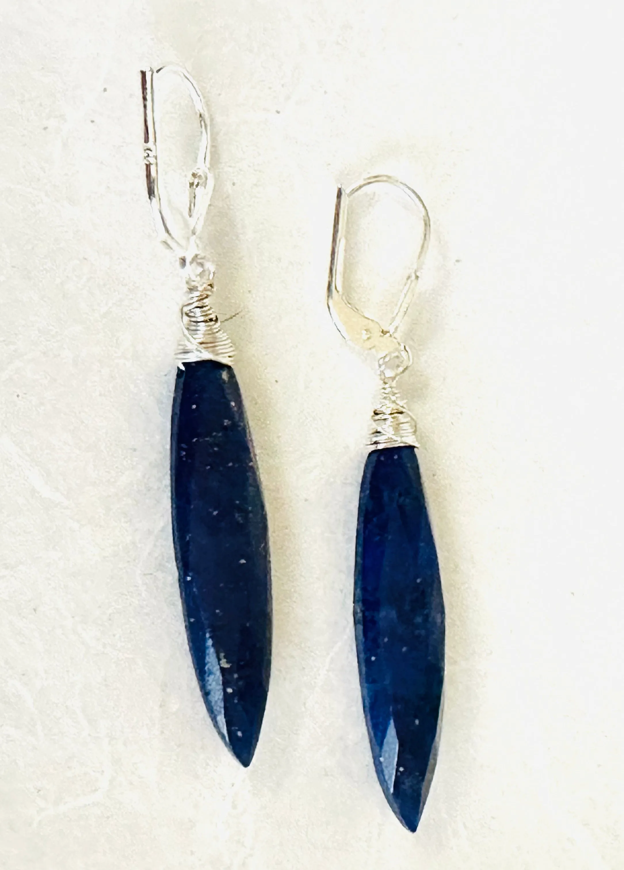 Lapis Lazuli Earrings, Silver Gemstones Earrings