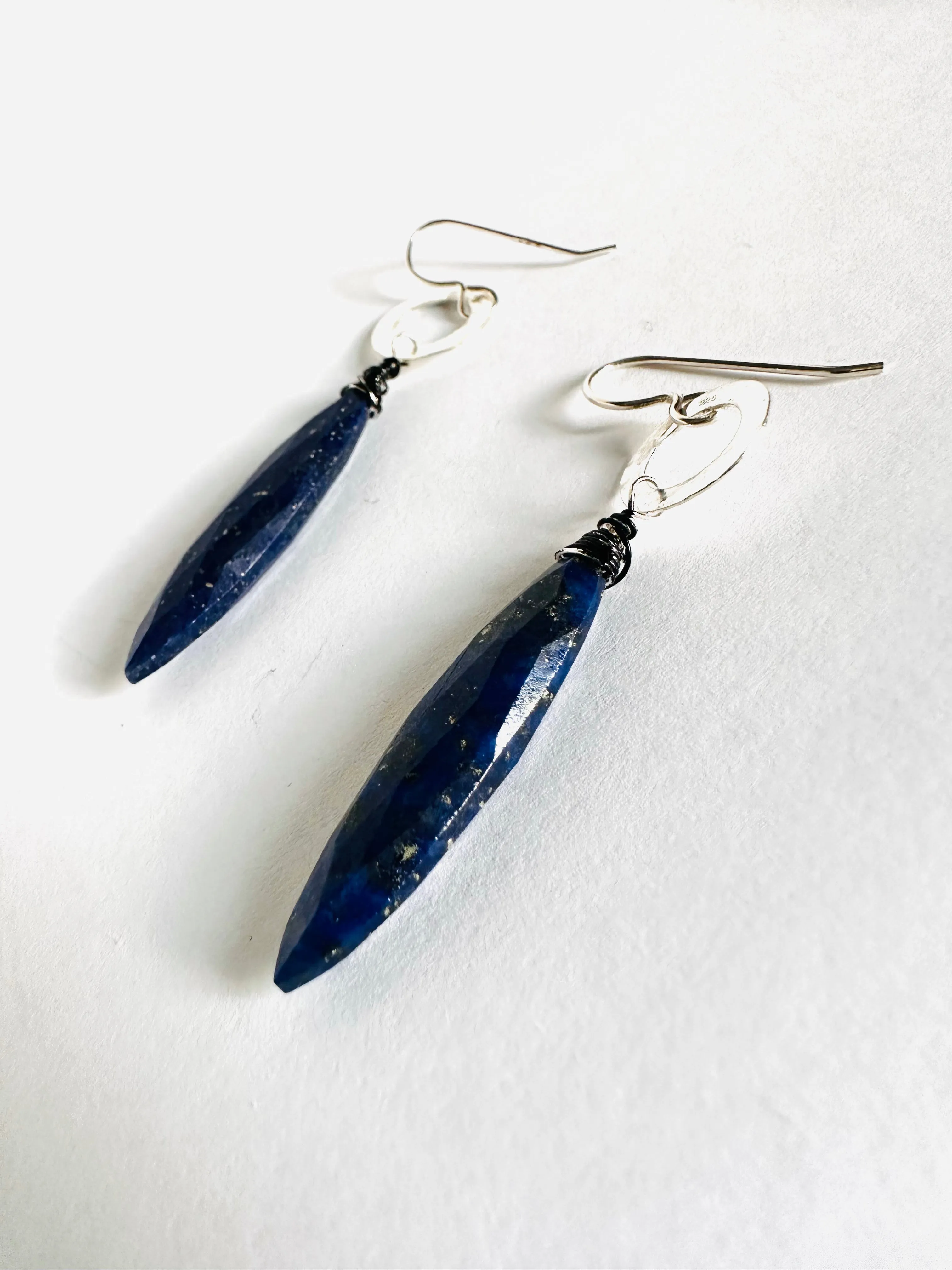 Lapis Lazuli Earrings, Silver Gemstones Earrings