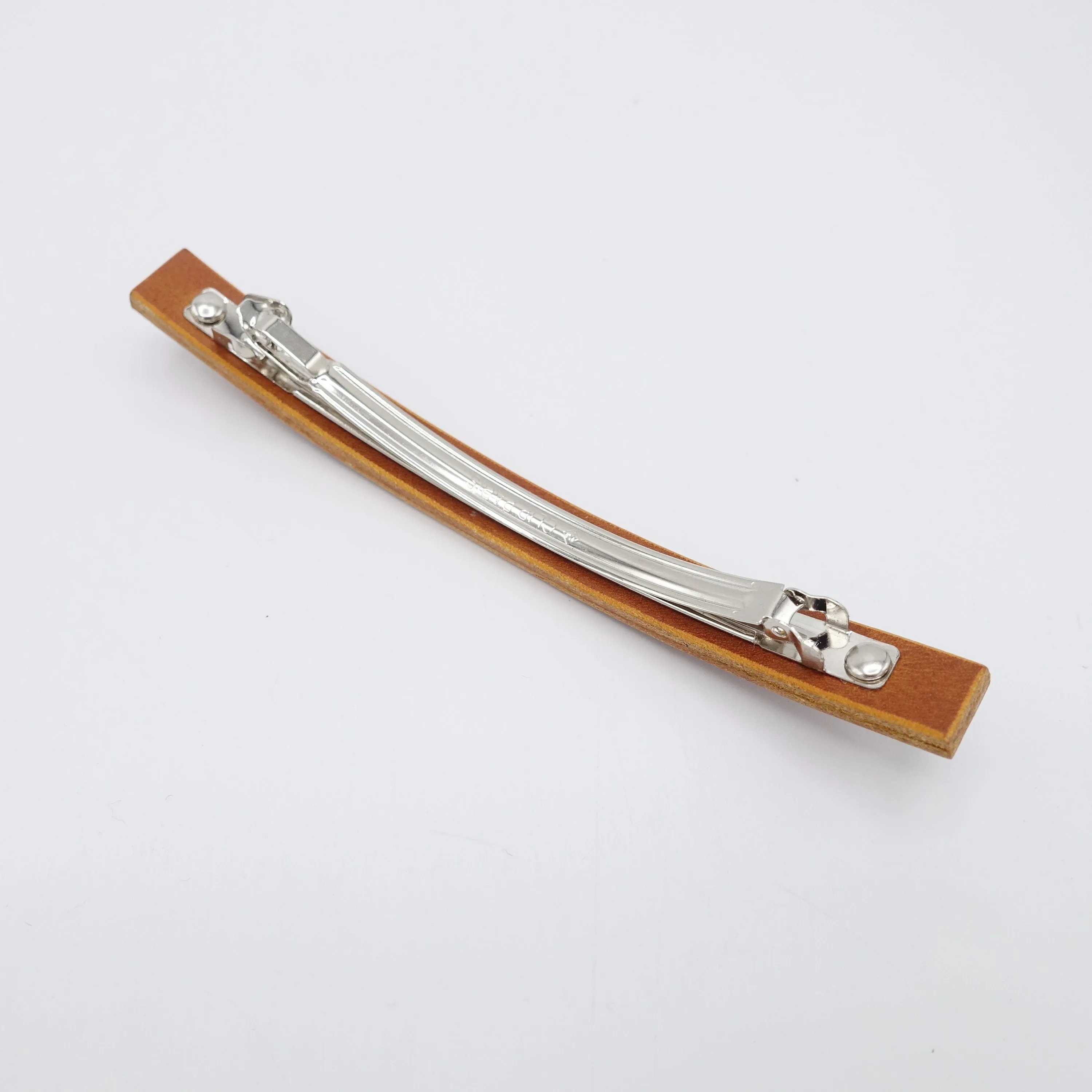 leather hair barrette, narrow leather barrette, rhinestone hair barrette for women