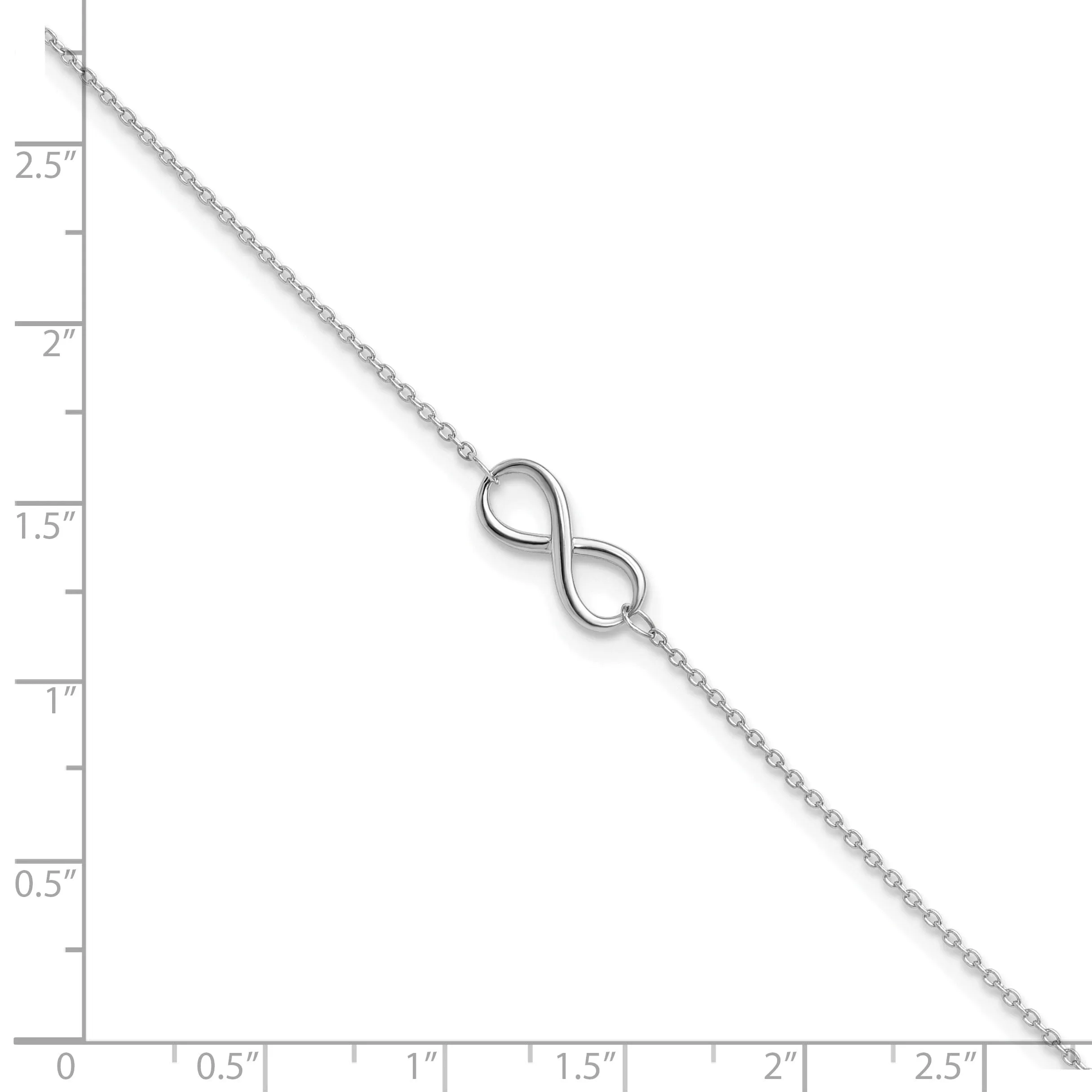 Leslies 10k White Gold Polished Infinity Anklet