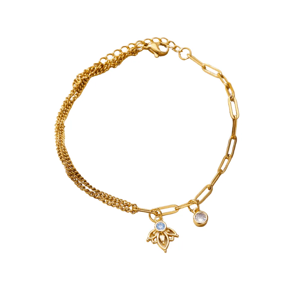 Lotus Flower Zircon Anklet