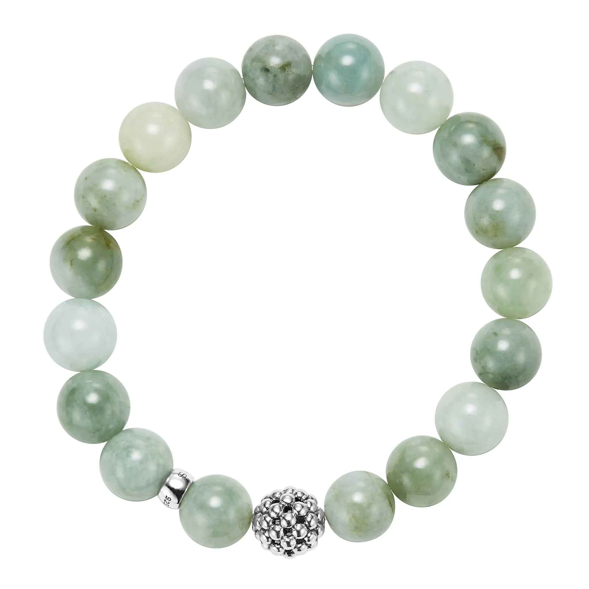 Maya Jade Silver Station Bead Bracelet