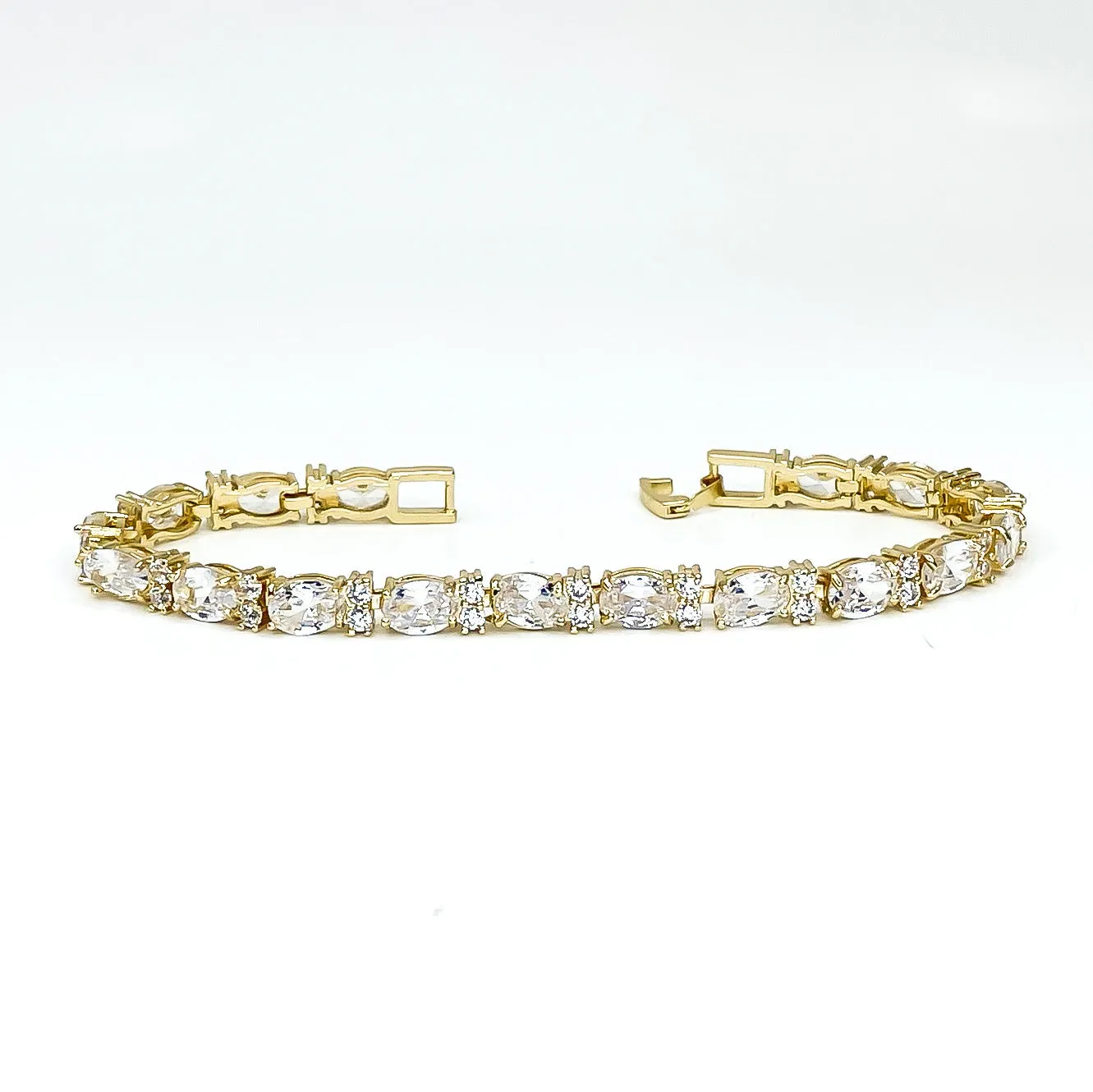 Melanie 7mm Oval CZ GoldTennis Bracelet