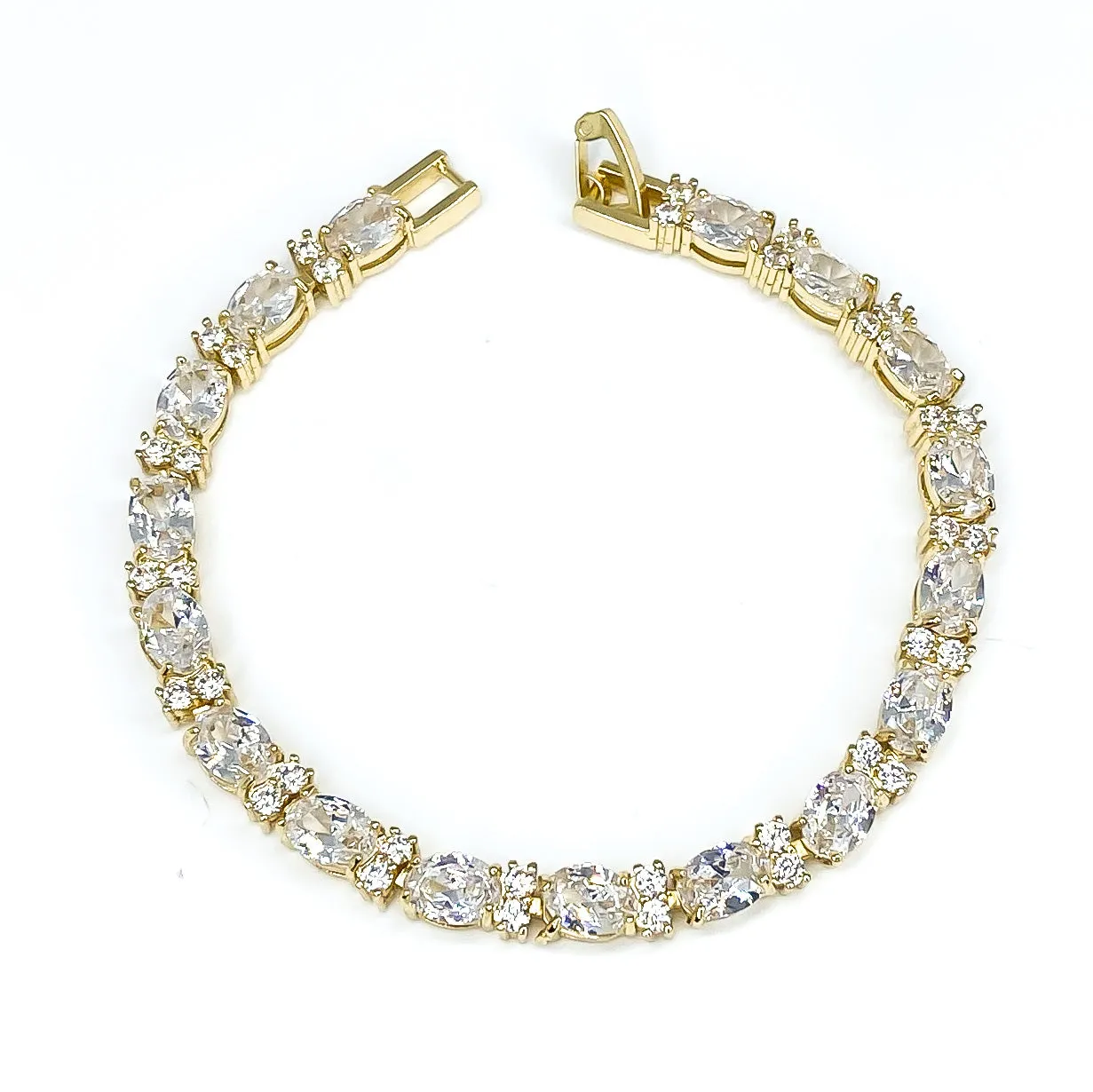 Melanie 7mm Oval CZ GoldTennis Bracelet