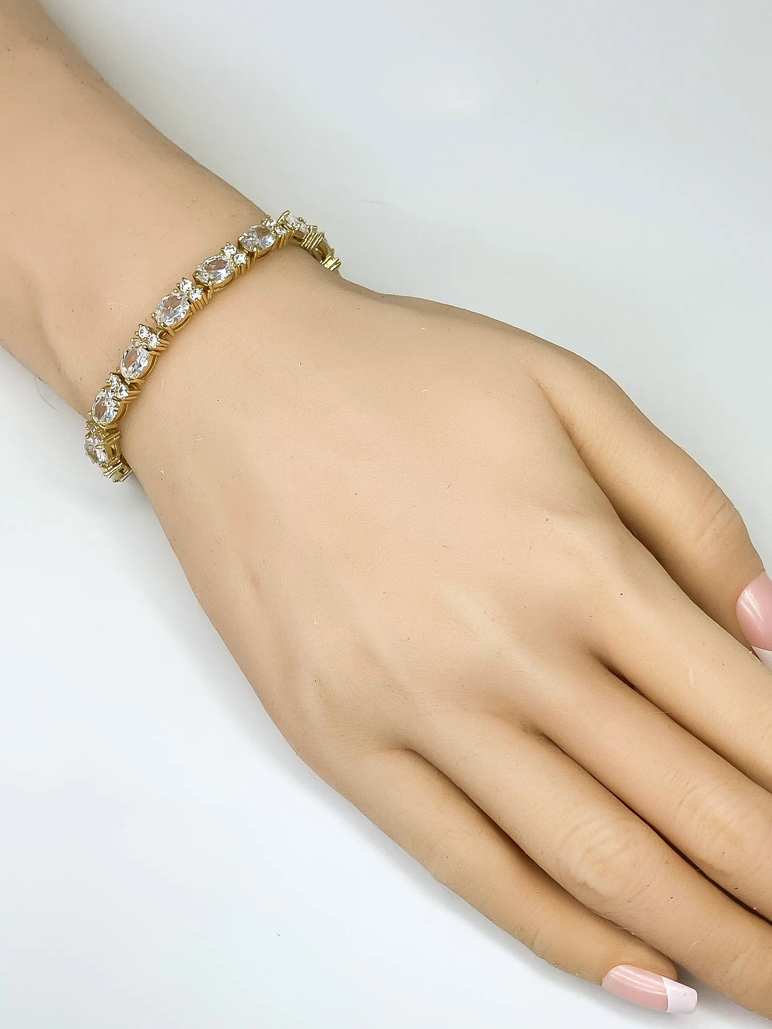 Melanie 7mm Oval CZ GoldTennis Bracelet