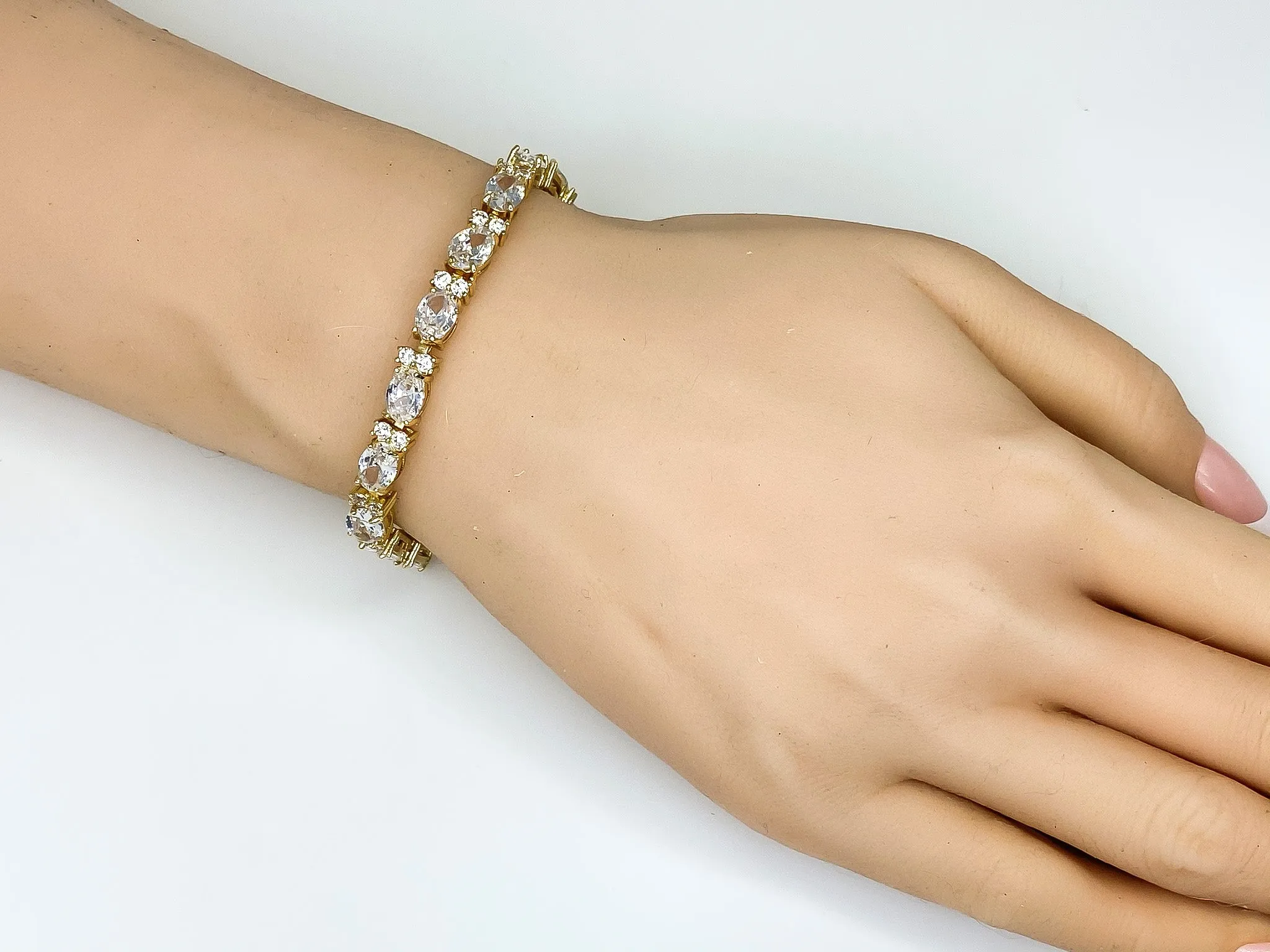 Melanie 7mm Oval CZ GoldTennis Bracelet