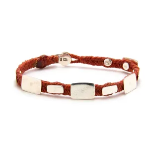 Mixed Quadrate Studded Fishtail Button Bracelet in Rust