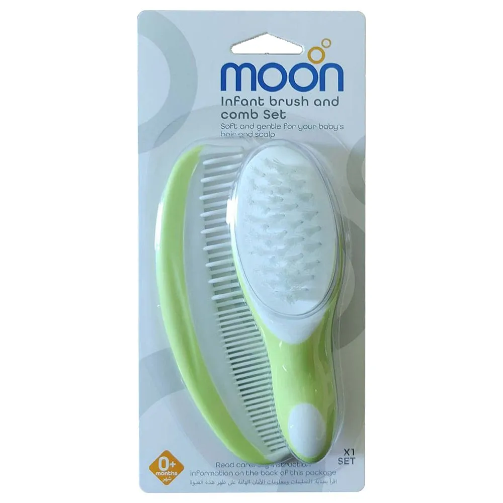 Moon Infant Brush & Comb Set Grooming Green