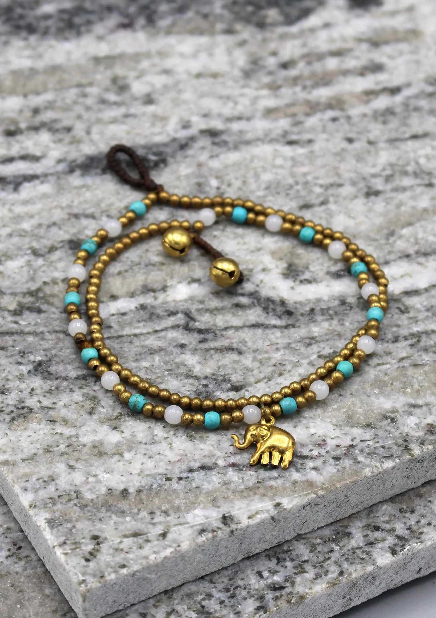 Multicolor Glass and Brass Beads Summer Anklet