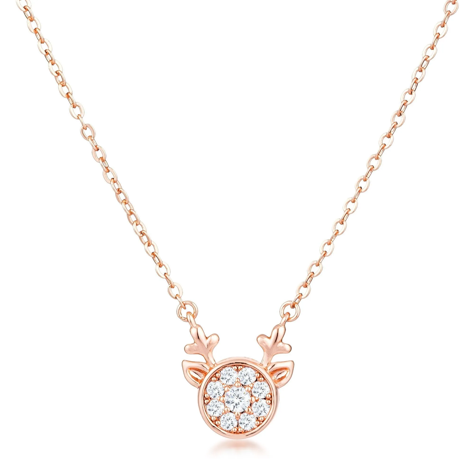 Nala Reindeer CZ Rose Gold Pendant