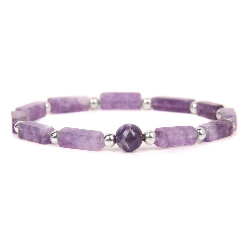 Natural Amethyst Rectangular Bracelet Women's Simple Fashion Charm Bracelet