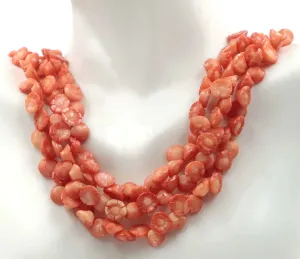 Natural Orange Carved Coral Flower Beaded Strand Coral Beads Italian Coral beads Orange Coral Beads Coral Beads Coral Necklace SKU 6142731