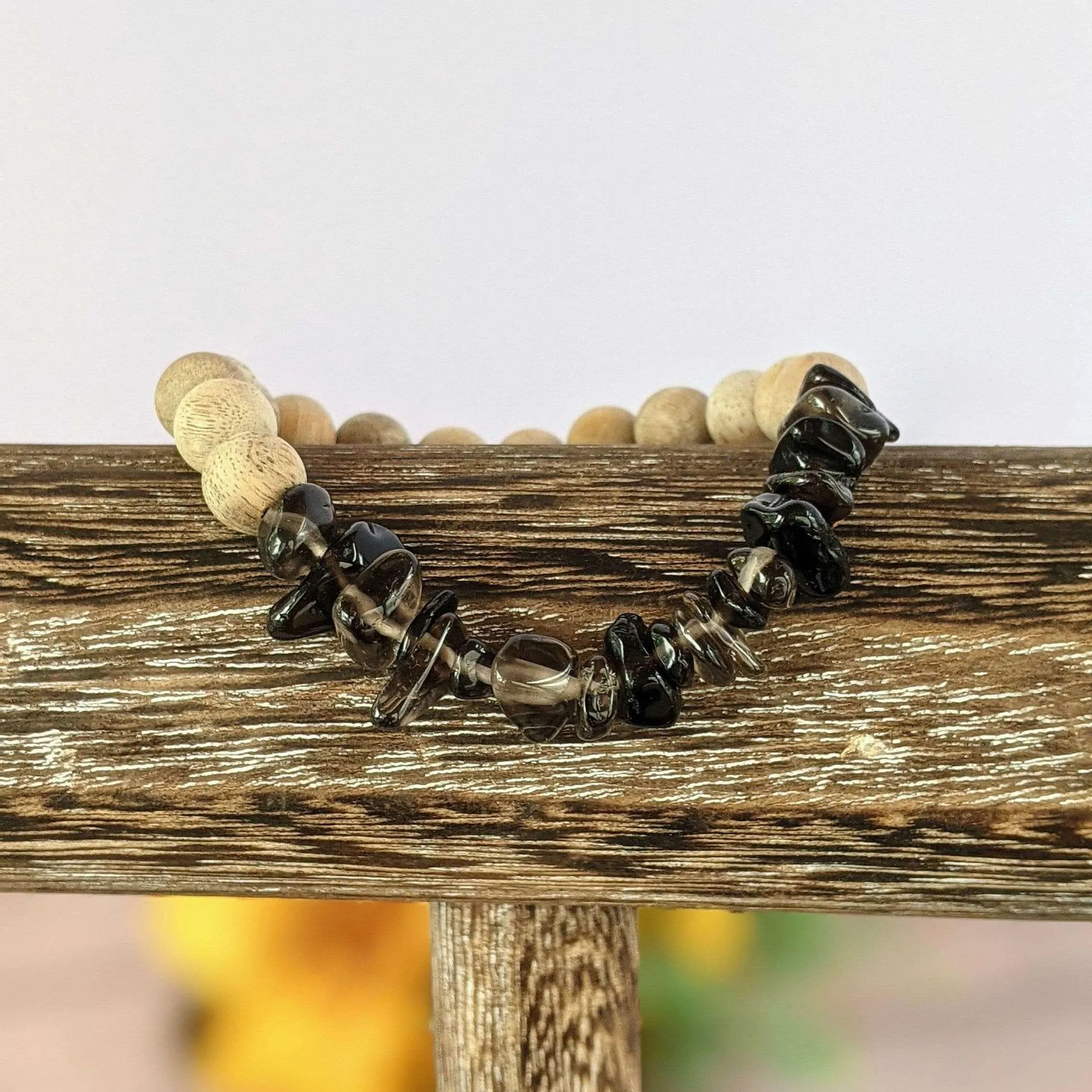 Natural Smokey Quartz Gemstone Chip Diffuser Bracelet-Balancing Bracelet