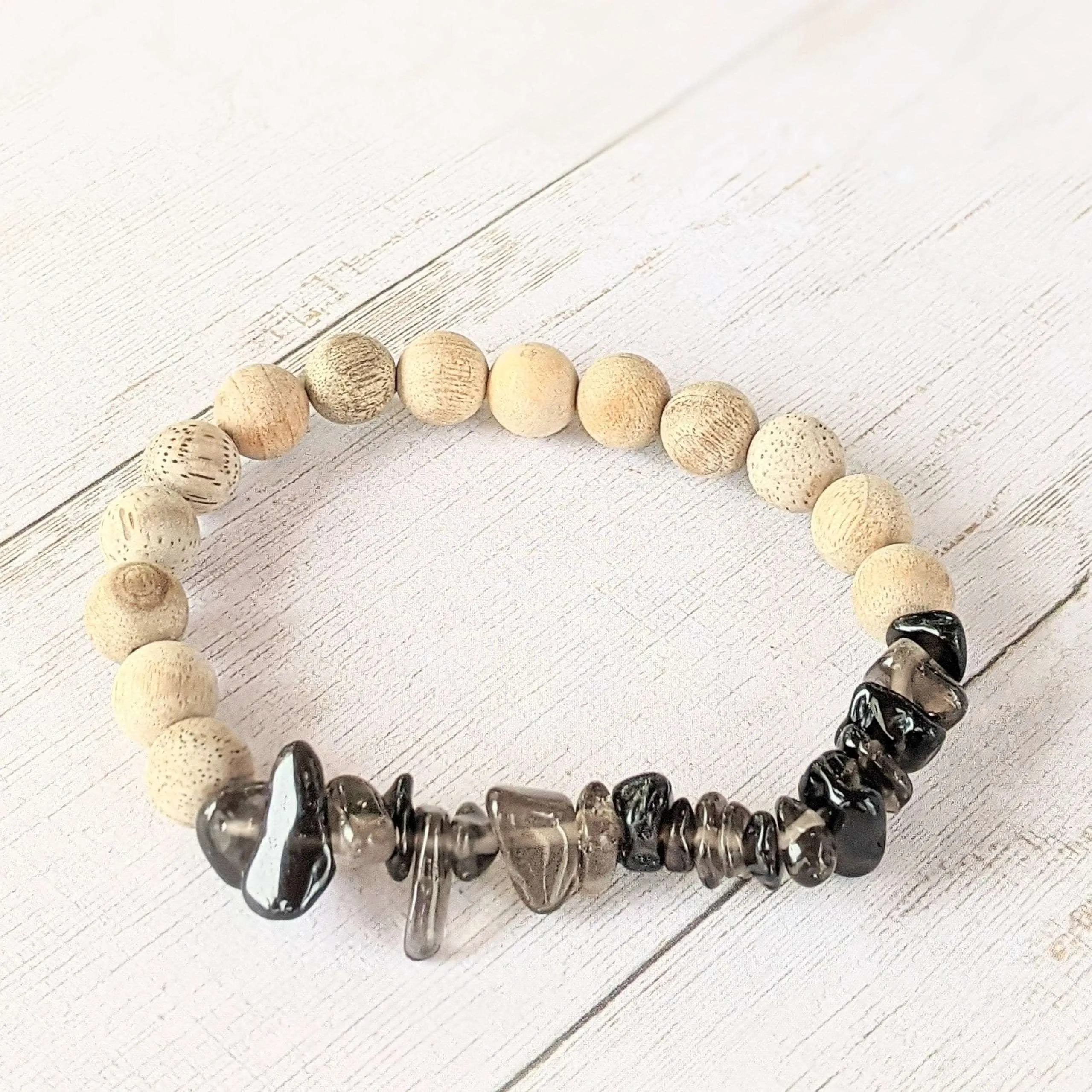 Natural Smokey Quartz Gemstone Chip Diffuser Bracelet-Balancing Bracelet