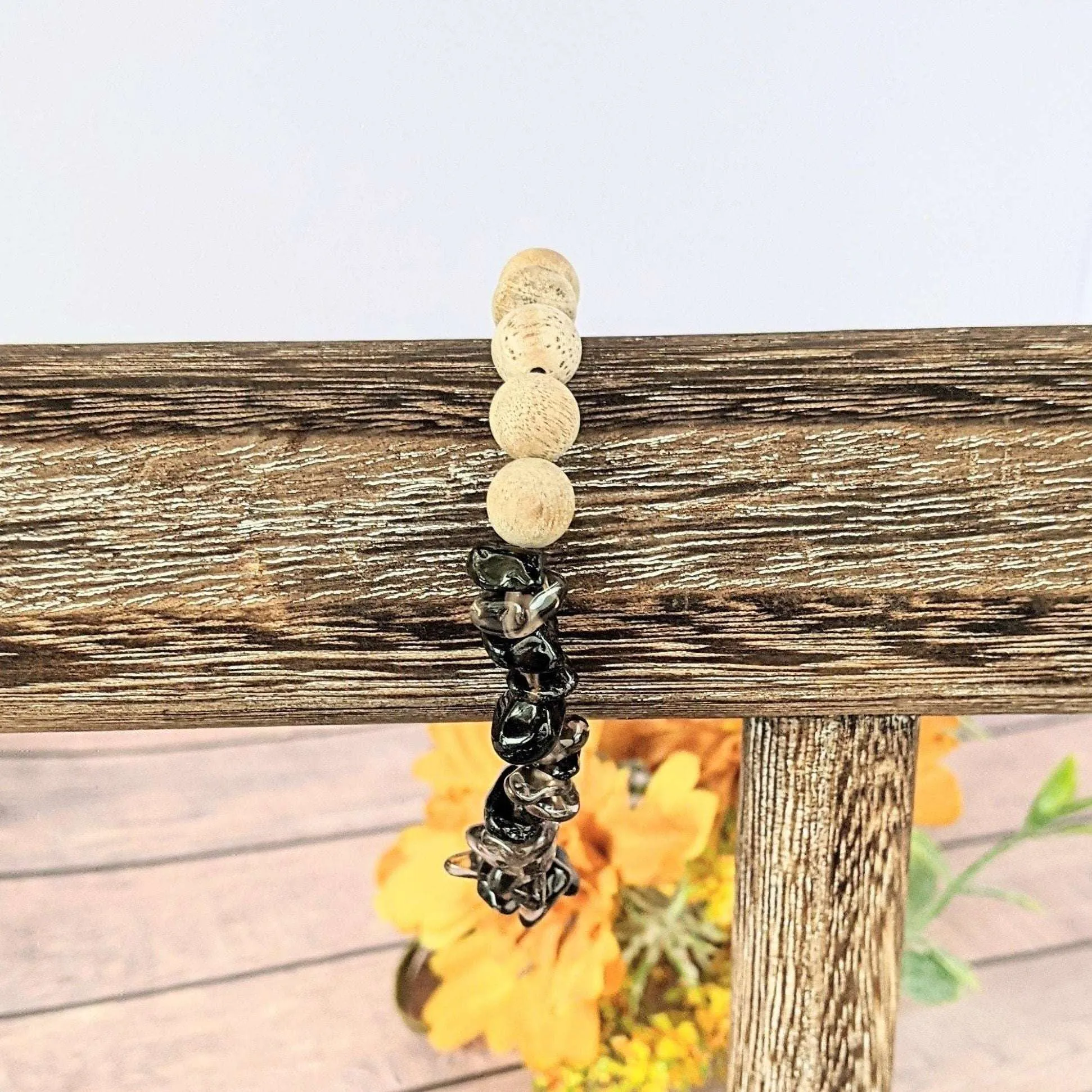 Natural Smokey Quartz Gemstone Chip Diffuser Bracelet-Balancing Bracelet