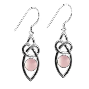 NEW: Rose Quartz Gemstone Earrings Celtic Knot