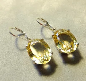 Oval Citrine Gemstone Drop Earrings