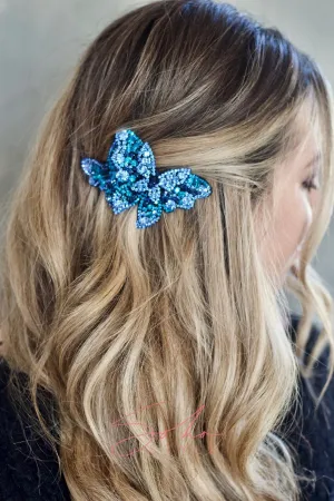 Overlap Butterfly Crystal Barrette