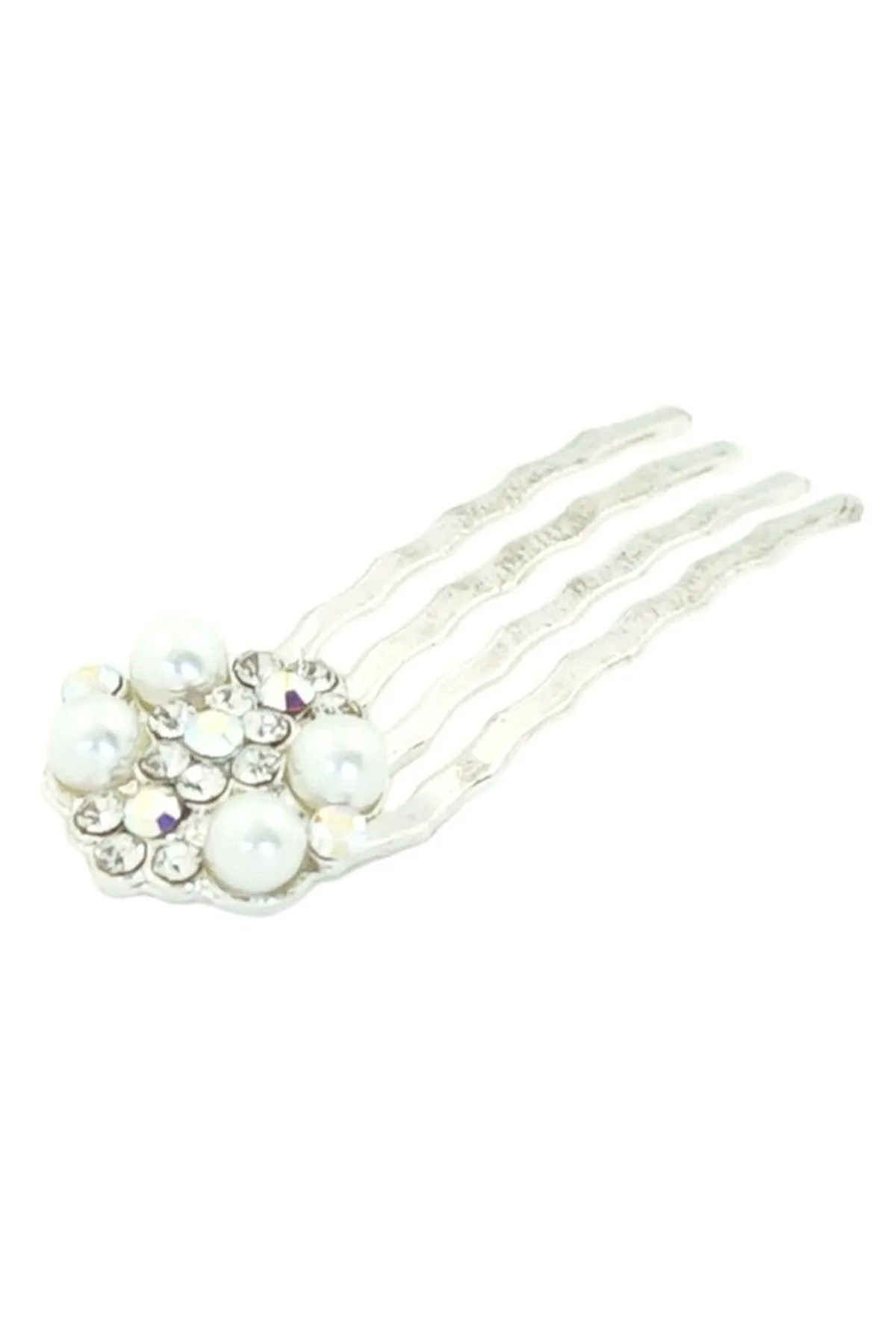 Pearl & Crystal Cluster Mini Comb