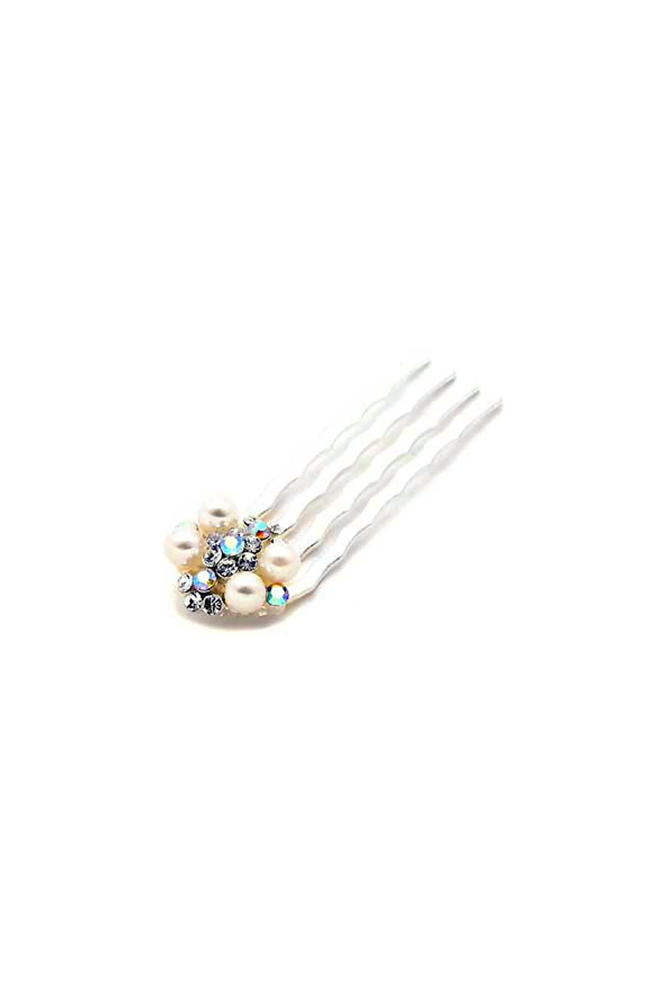 Pearl & Crystal Cluster Mini Comb