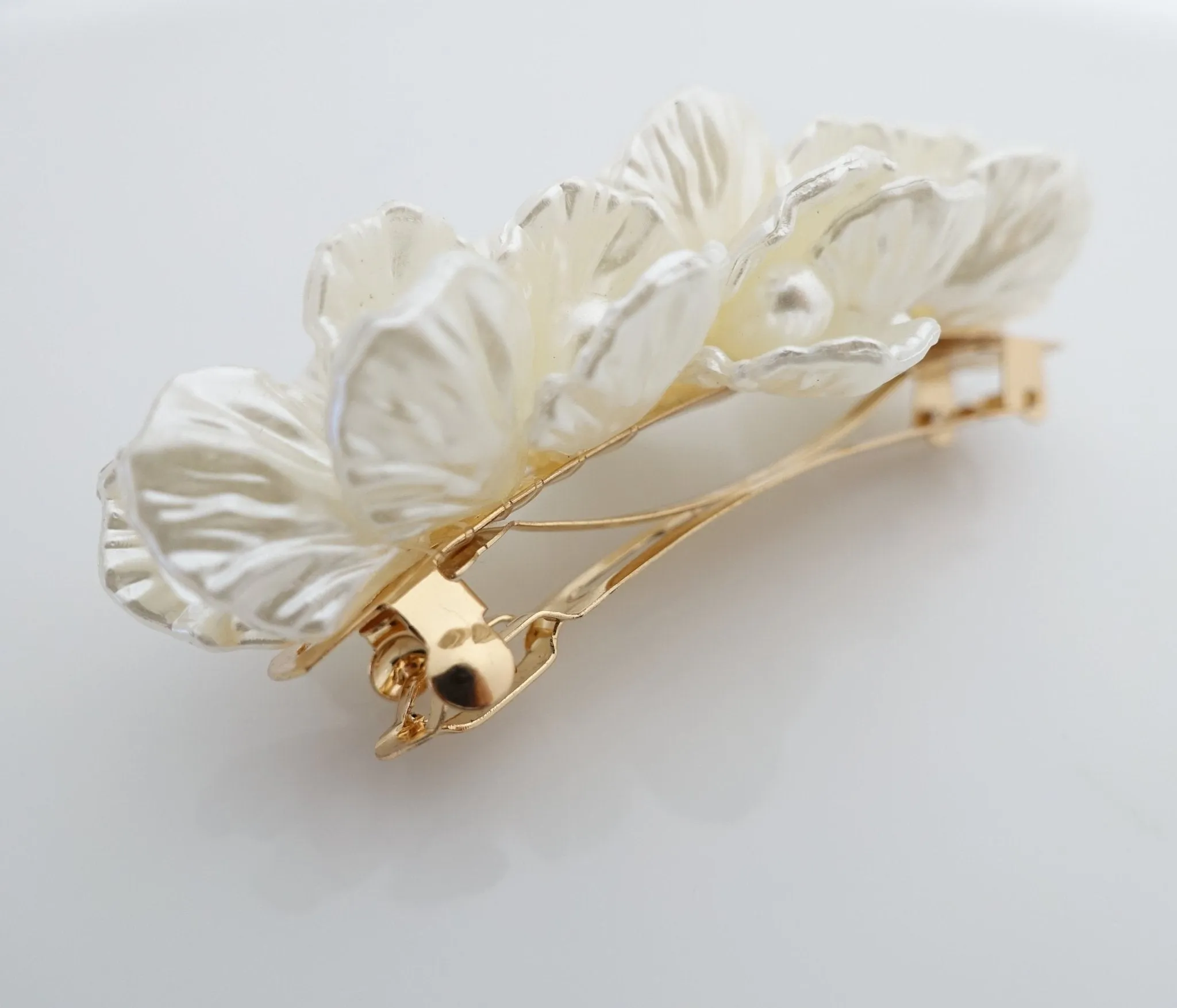 Pearl in the shell acrylic embellished french hair barrette women hair clip accessory