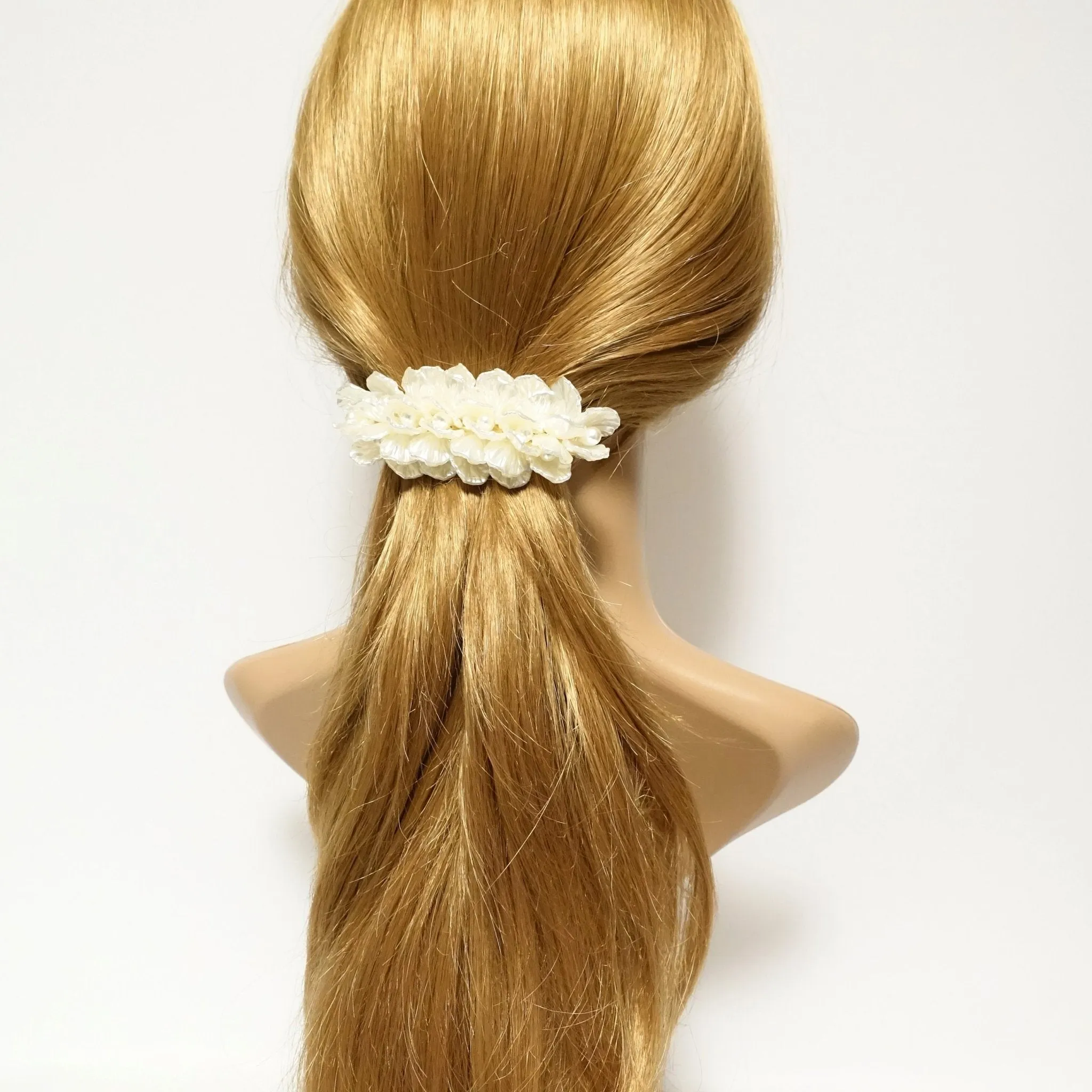 Pearl in the shell acrylic embellished french hair barrette women hair clip accessory