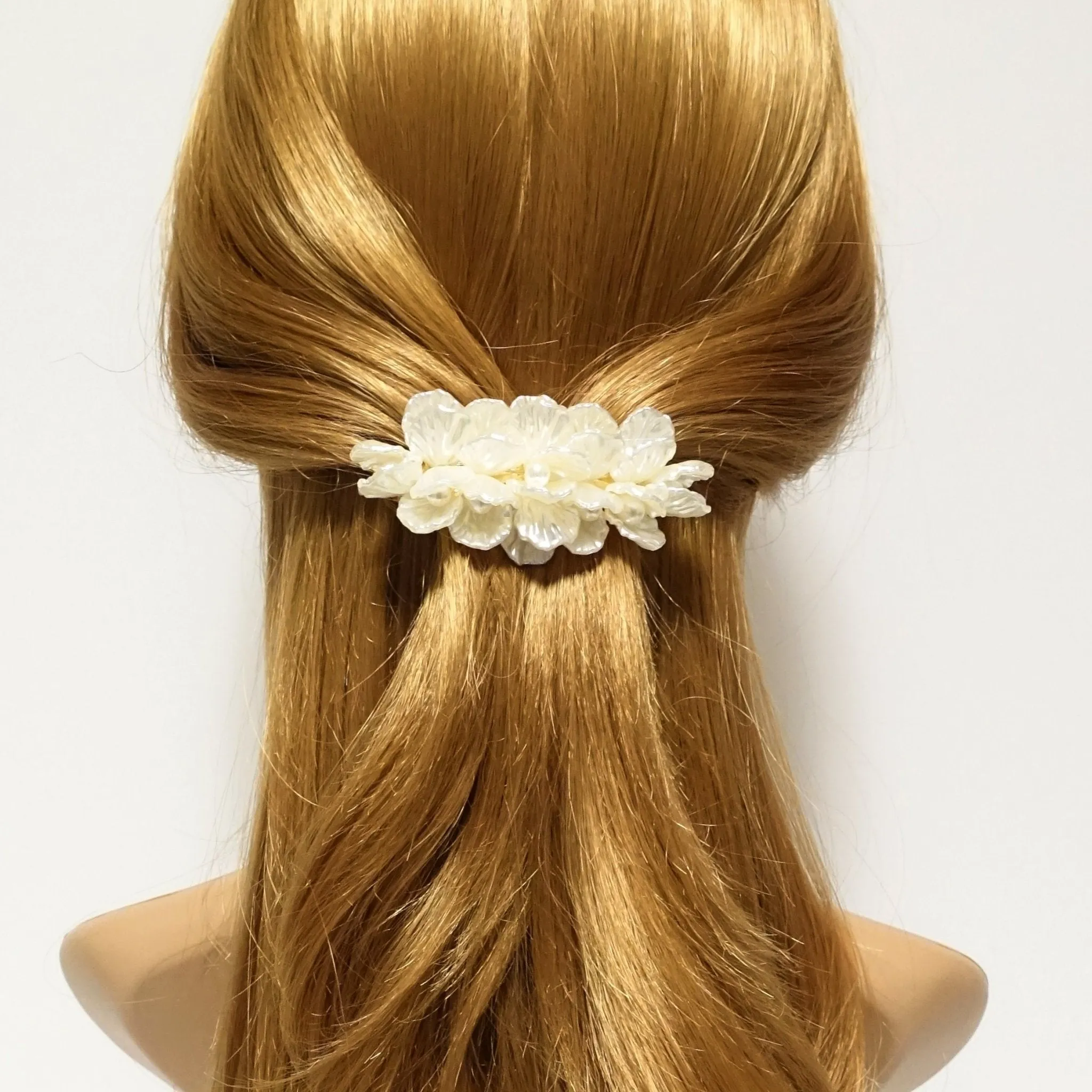 Pearl in the shell acrylic embellished french hair barrette women hair clip accessory