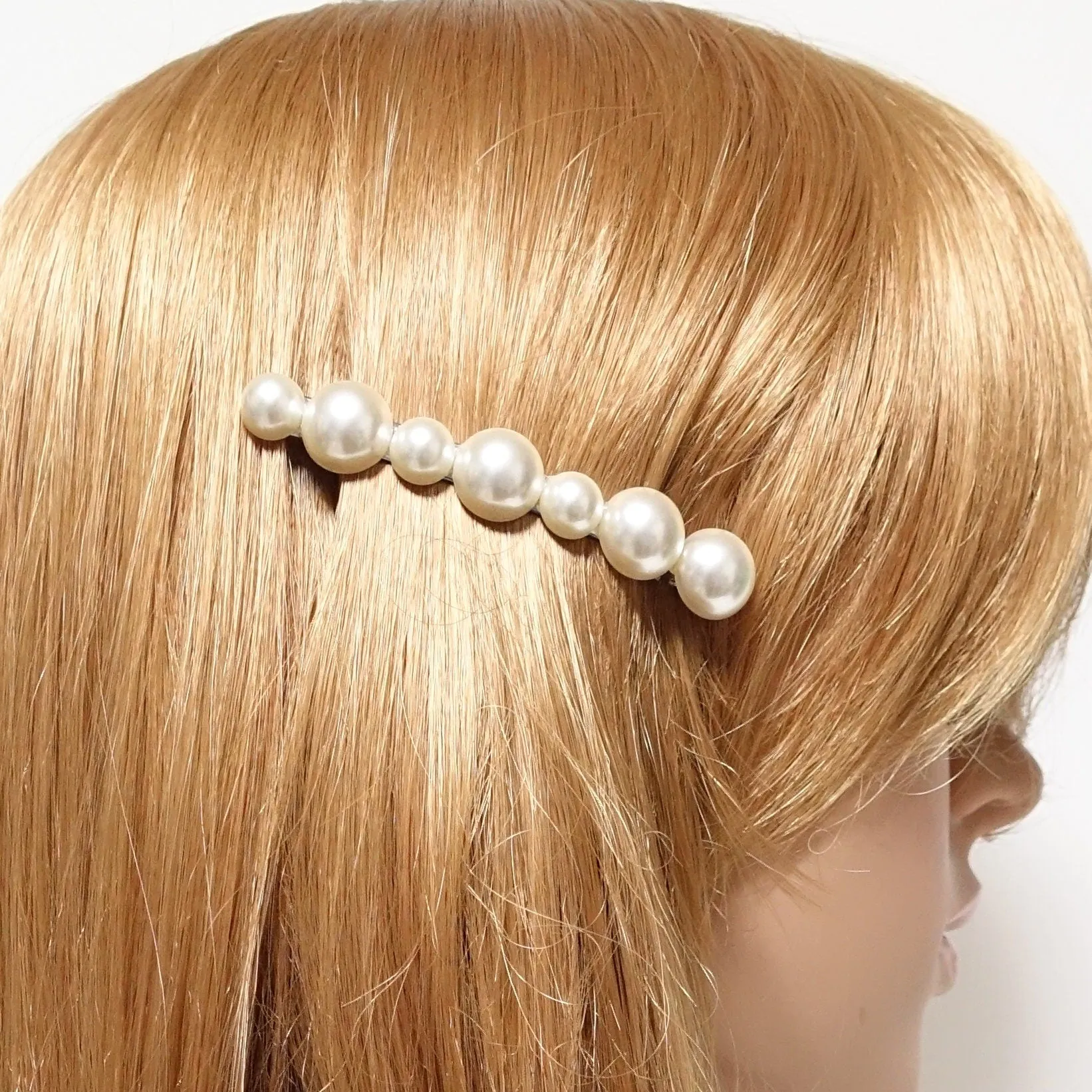 pearl rhinestone decorated french barrette elegant side hair clip women accessory